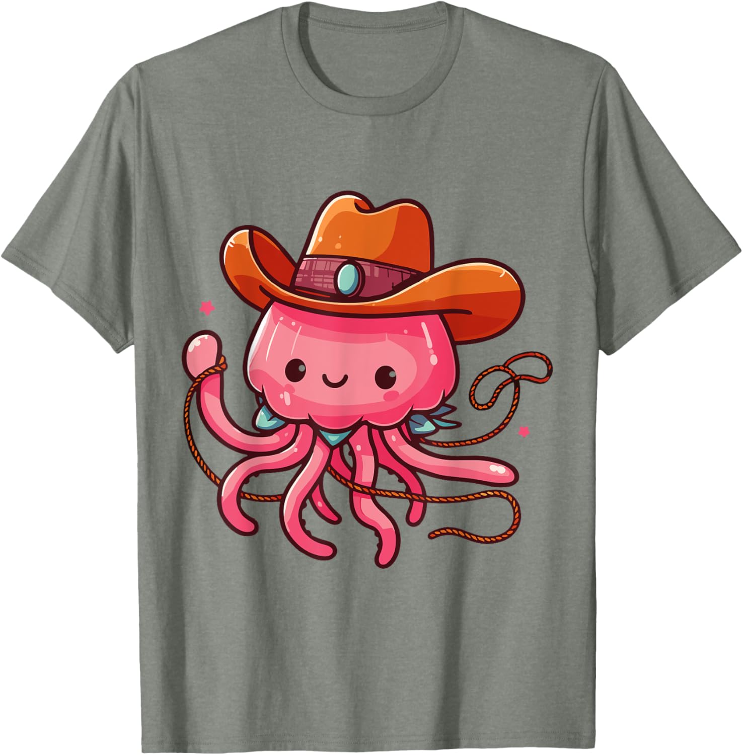 Western Rodeo Cowboy Hat and Jellyfish Texas Animals T-Shirt for Men - 27