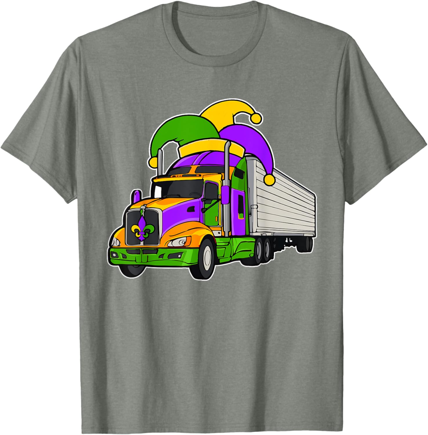 Colorful Mardi Gras Jester Hat Truck Team T-Shirt for Festive Parades - 12