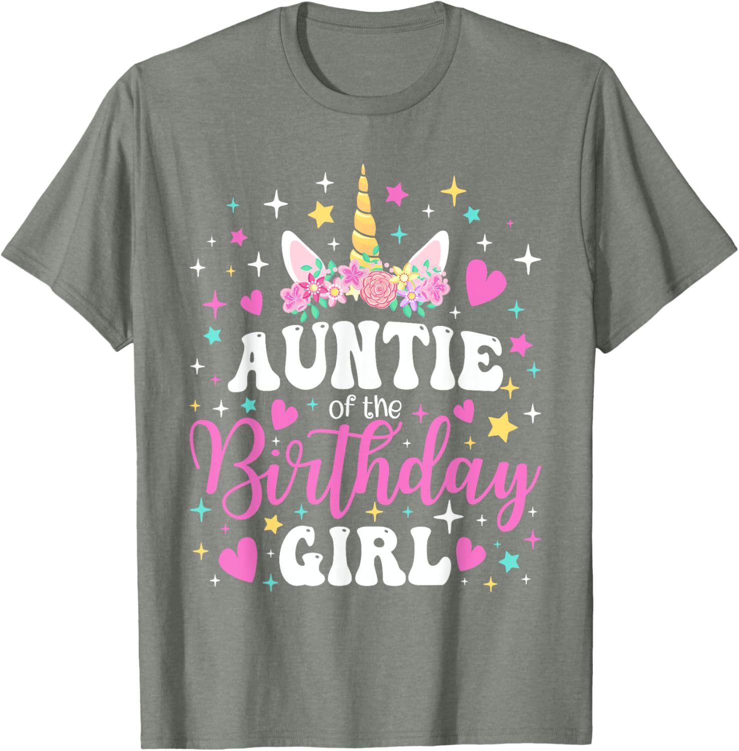 Unicorn Auntie Birthday Matching T-Shirt for Family Celebration Fun - 25