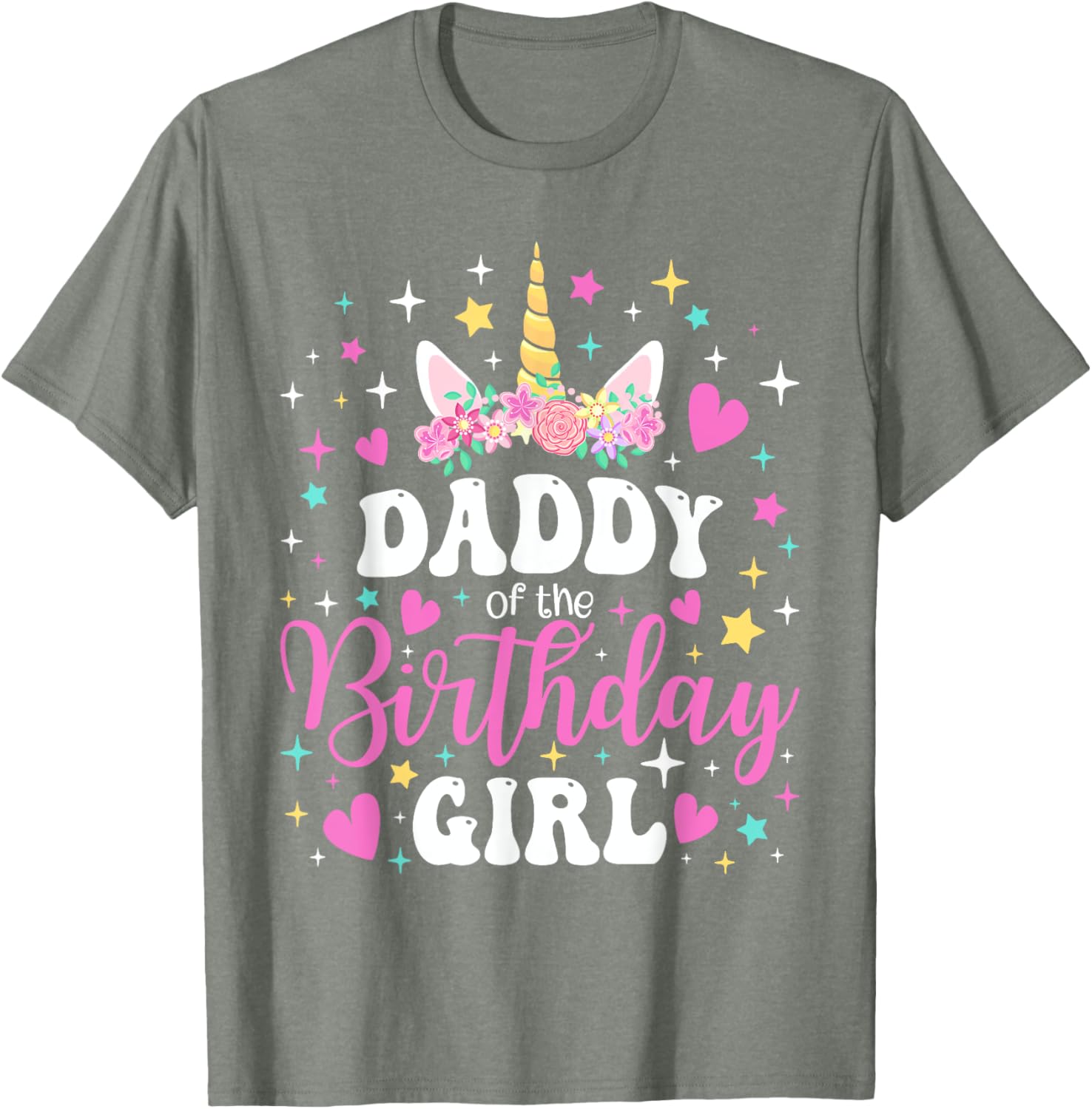 Family Matching Unicorn Daddy T-Shirt for Birthday Girl Celebration - 10