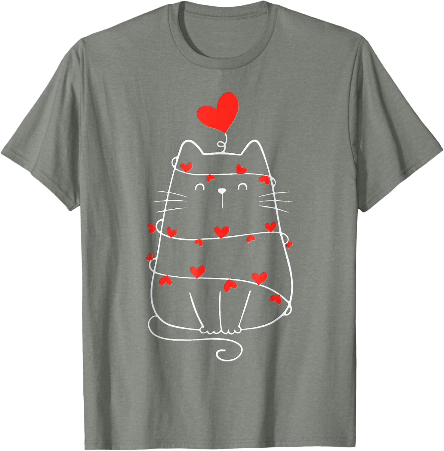 Funny Heart Cat Valentine's Day T-Shirt for Cat Lovers - 12