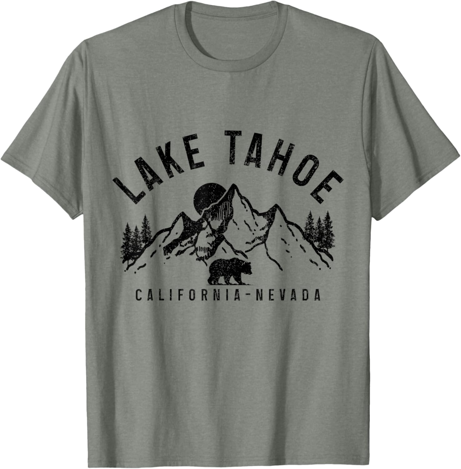 Vintage Bear Graphic T-Shirt Lake Tahoe Mountains Nature Lovers Apparel - 12
