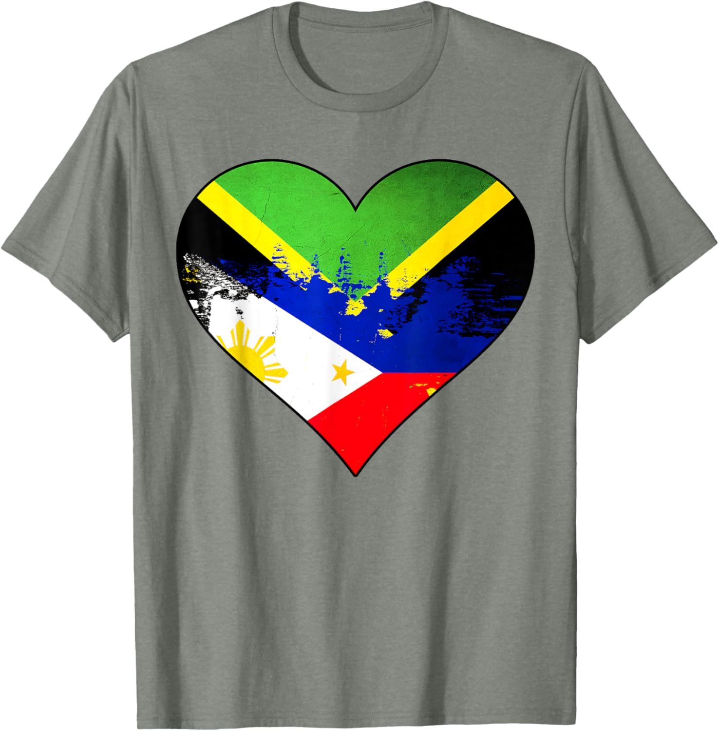 Jamaican Filipino Heritage Flag Heart T-Shirt for Proud Culture Lovers - 19