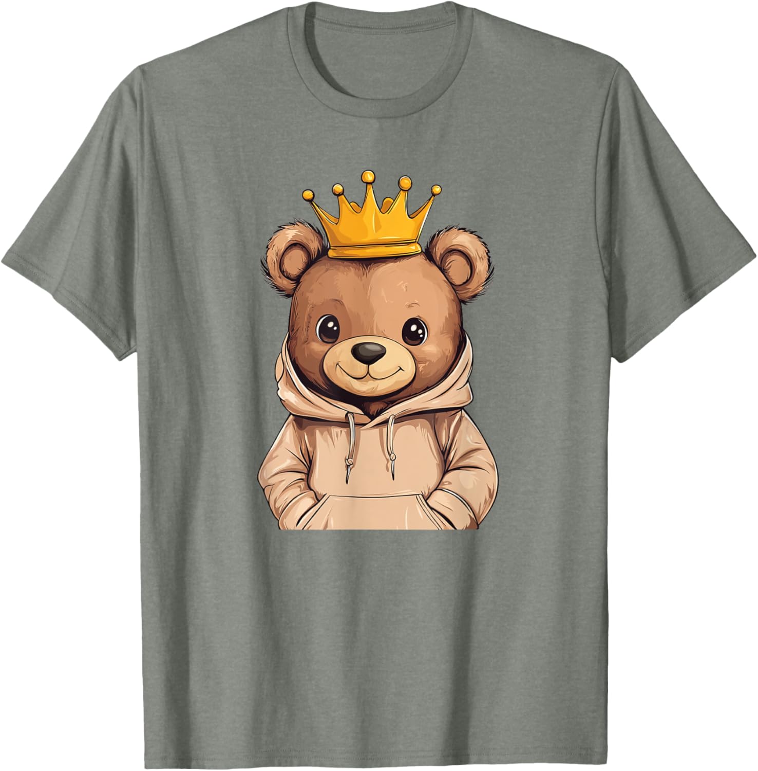 Adorable Cool Teddy Bear King with Crown and Sweater T-Shirt Outfit - 22