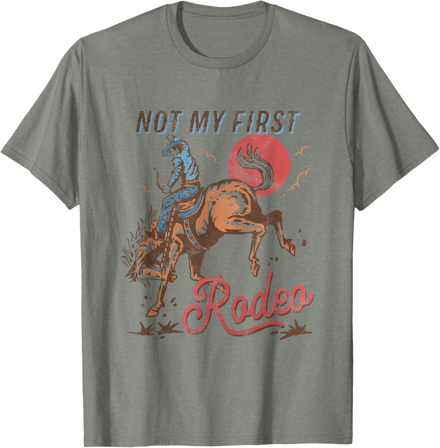 Vintage Cowboy Rodeo T-Shirt Not My First Rodeo Bronc Riding Style - 5