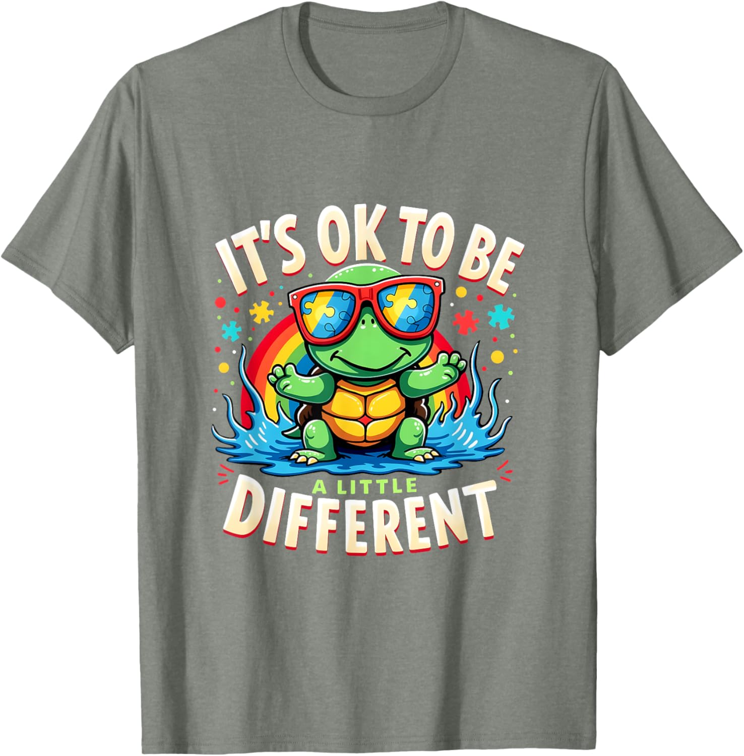 Cute Turtle Autism Awareness T-Shirt It's Ok To Be A Little Different - 21