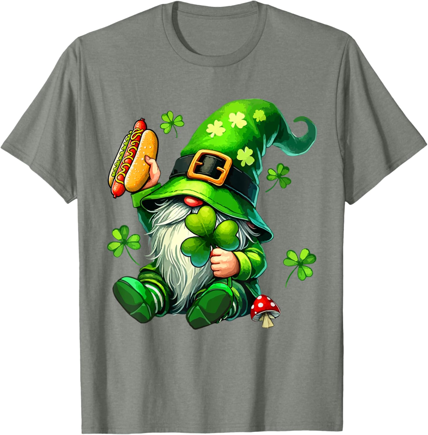 Gnome Eating Hot Dog St. Patrick's Day T-Shirt for Food Lovers - 20