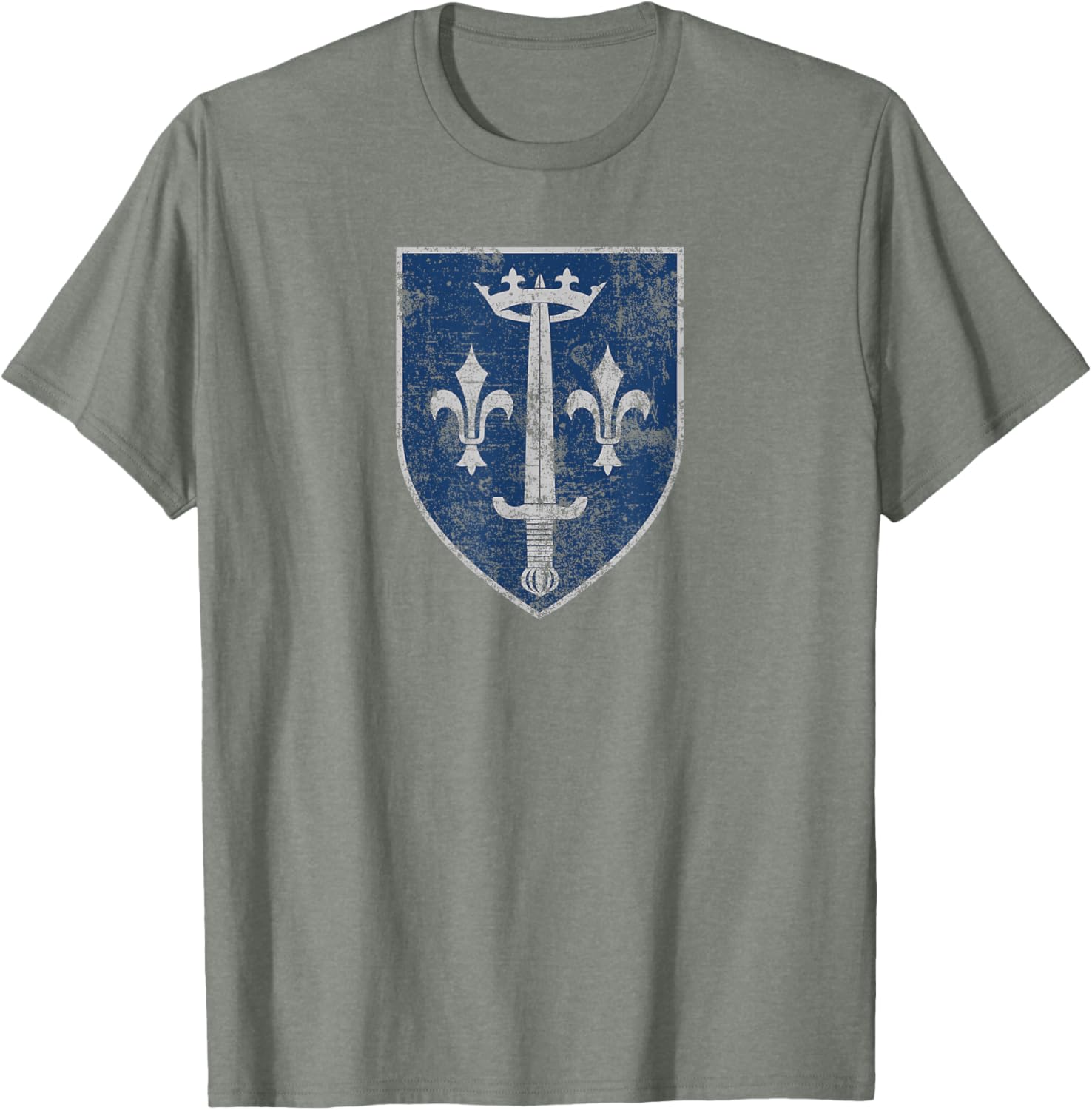 Family Crest of Saint Joan of Arc Distressed Print T-Shirt for Everyone - 4
