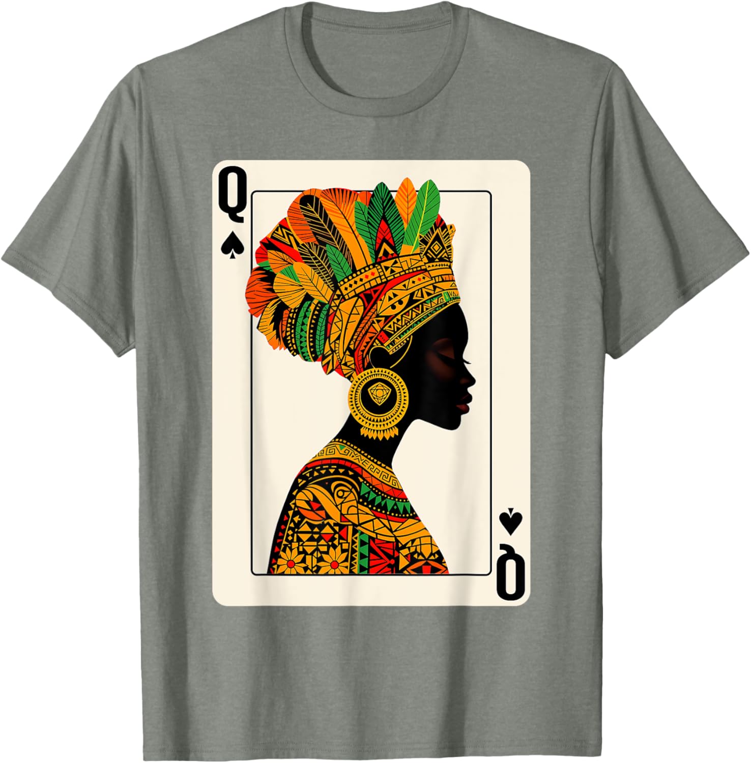 Black Queen of Spades Card Game T-Shirt Celebrating Proud Black Women - 11