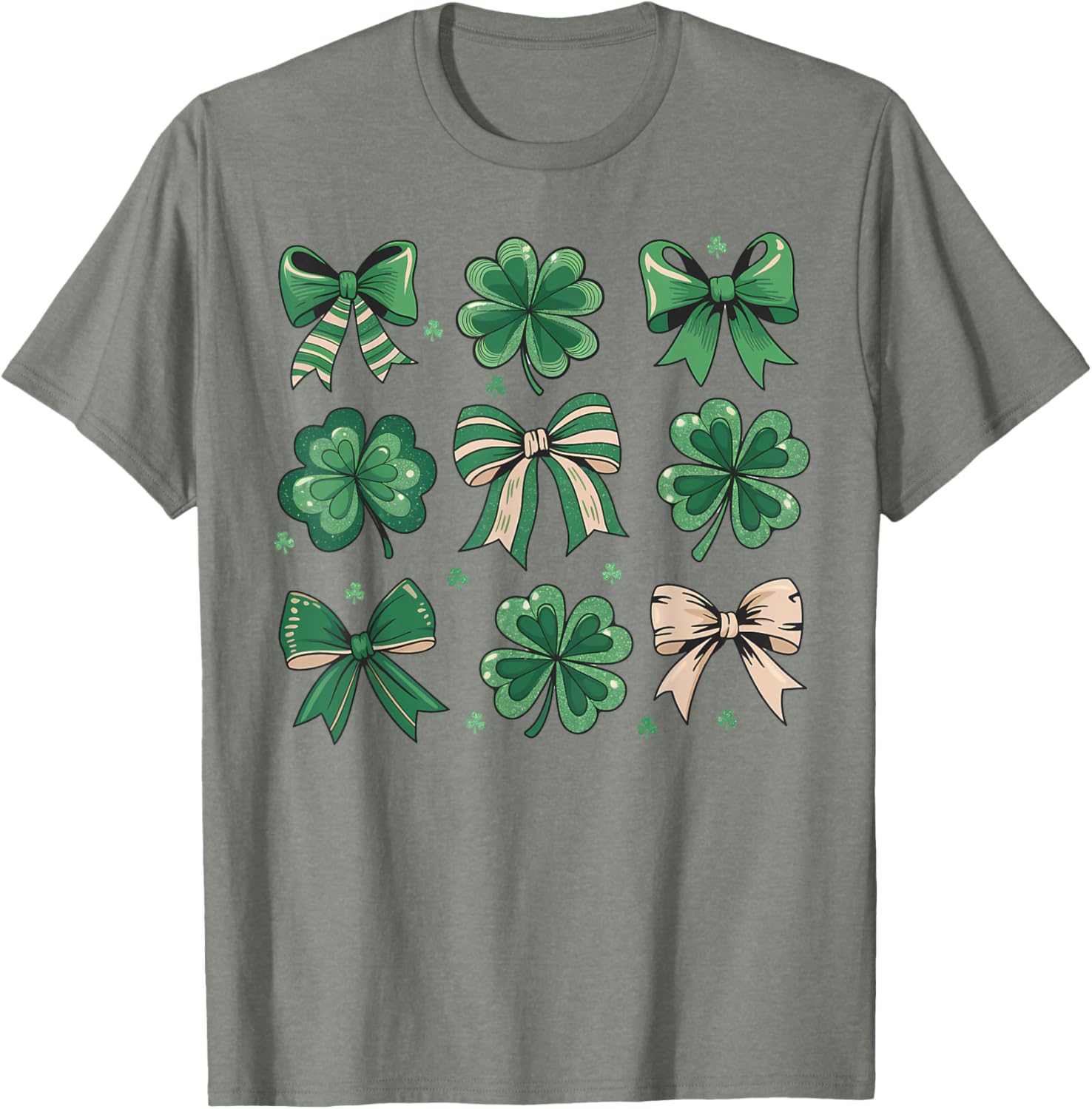 Cute Retro St Patricks Day Shamrock Bow T-Shirt for Festive Fun - 7