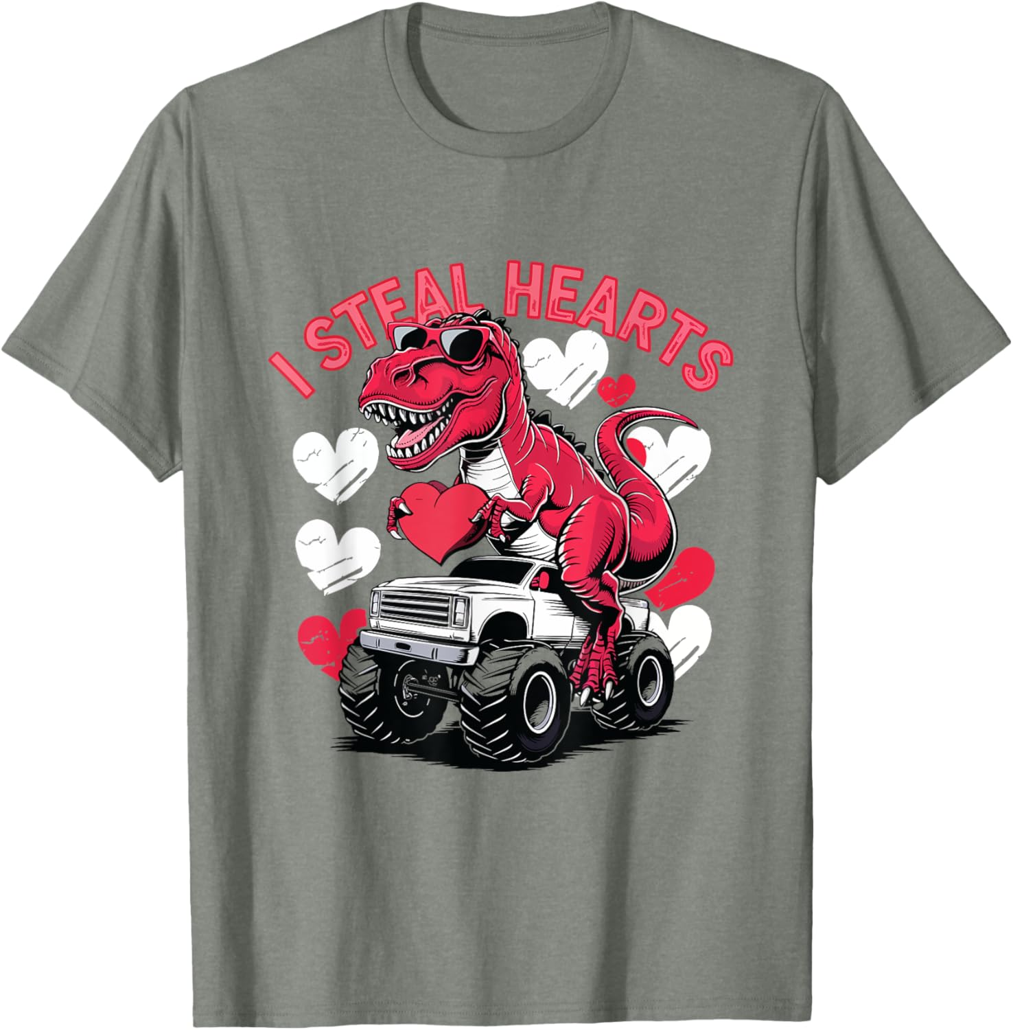 I Steal Hearts Toddler T-Rex Valentine's Day Shirt for Baby Boys - 23