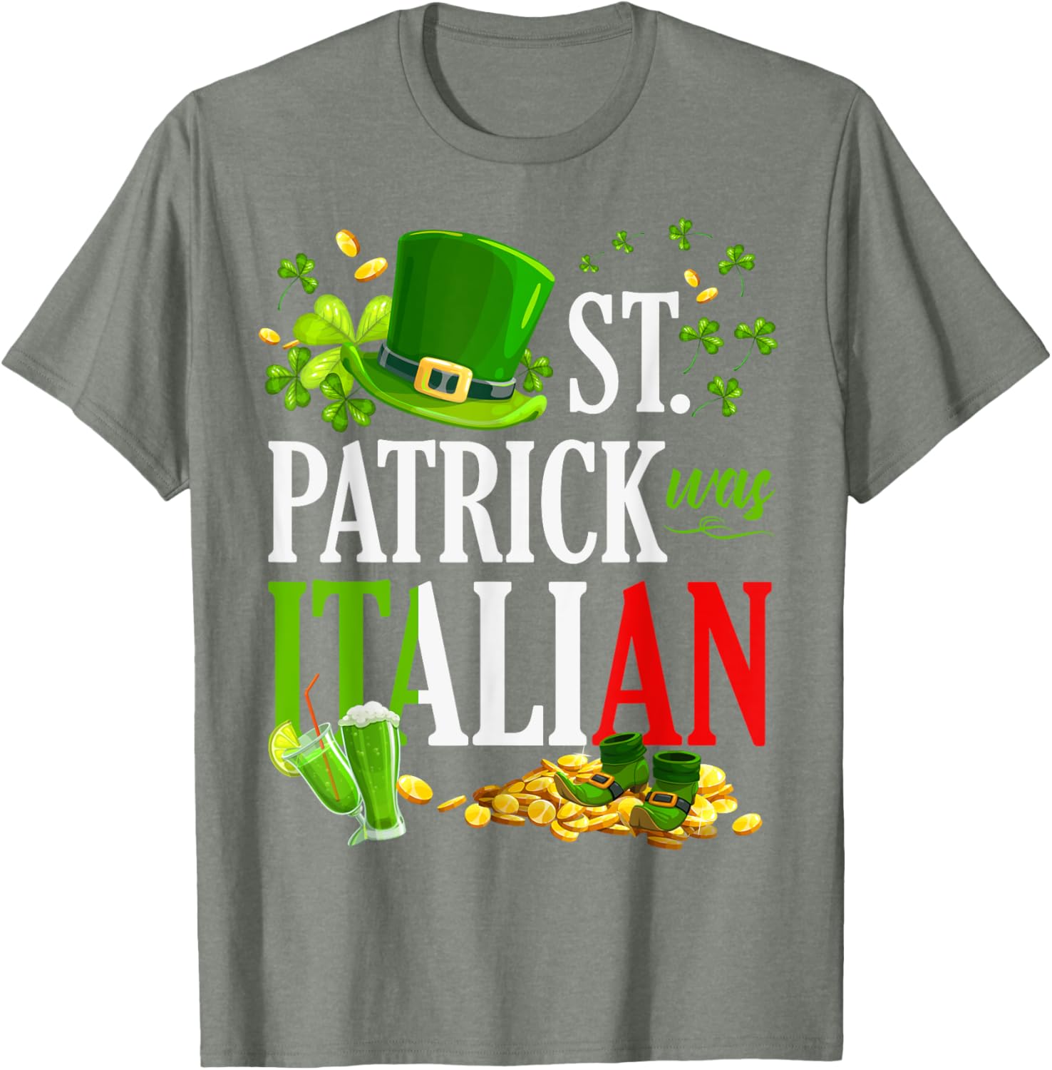 Vintage St Patrick Was Italian Clover Graphic T-Shirt for St Patricks Day - 12