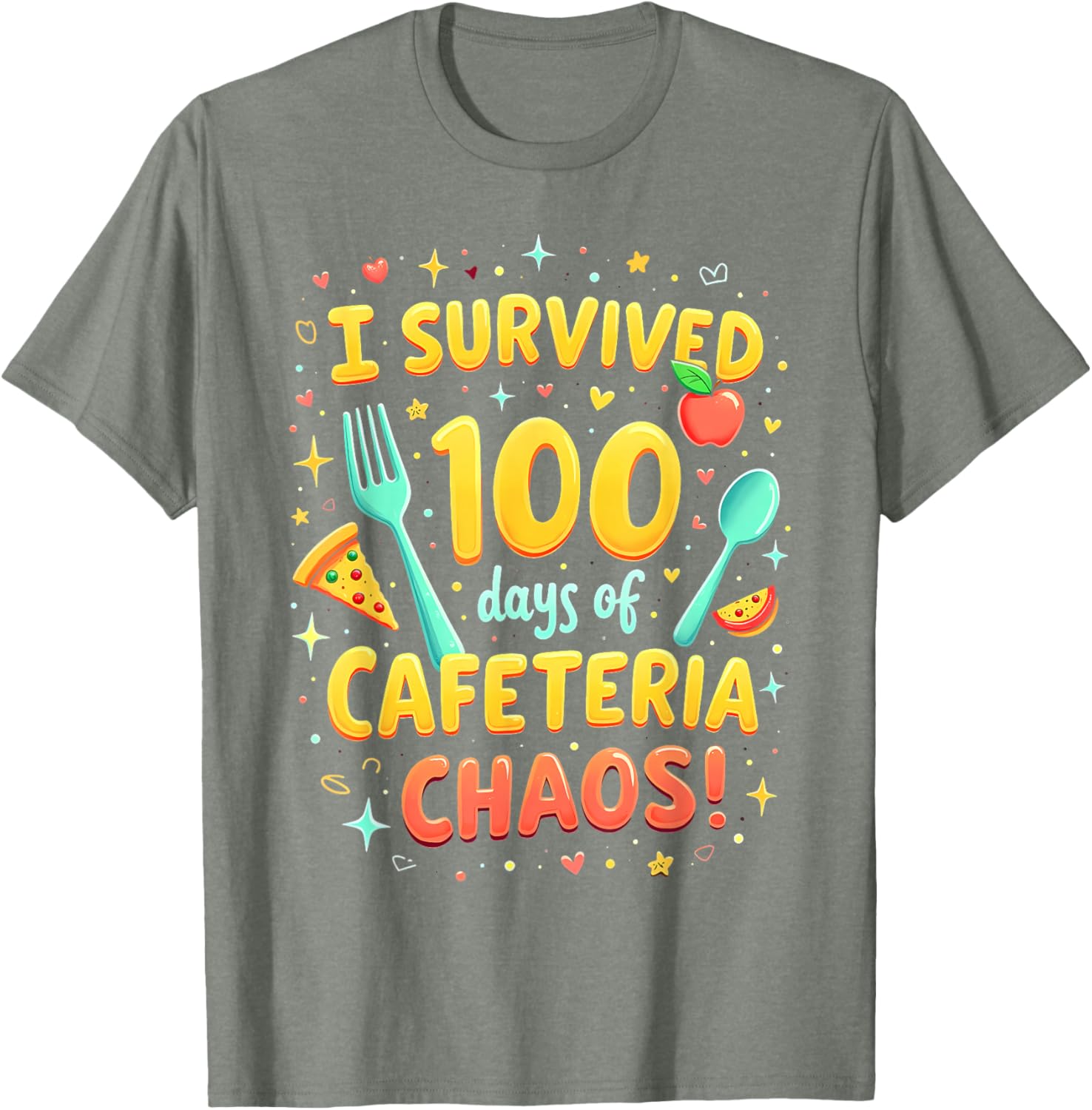 I Survived School Cafeteria Chaos Funny Lunch Lady T-Shirt for Kids - 9