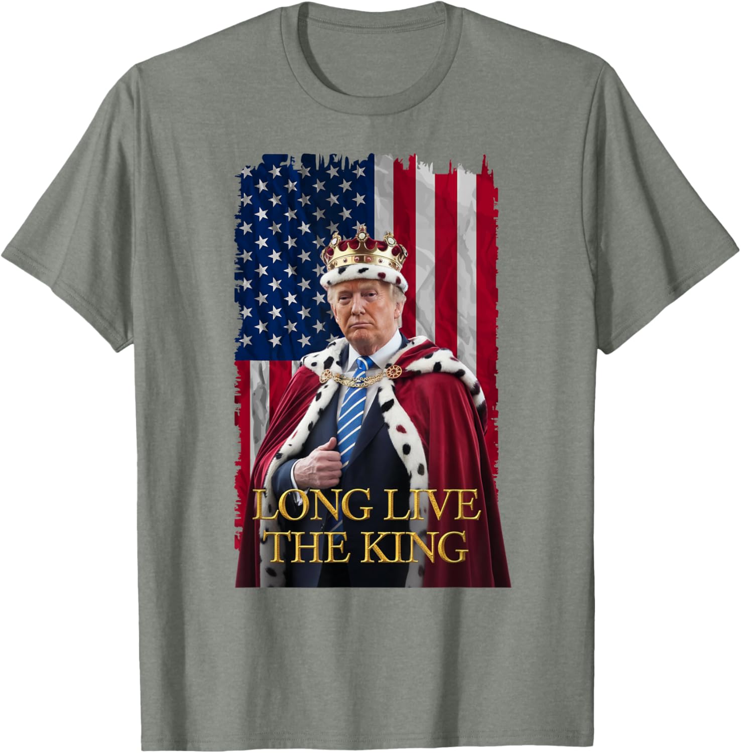 Long Live The King Vintage Trump Portrait T-Shirt for 4th of July Fun - 4