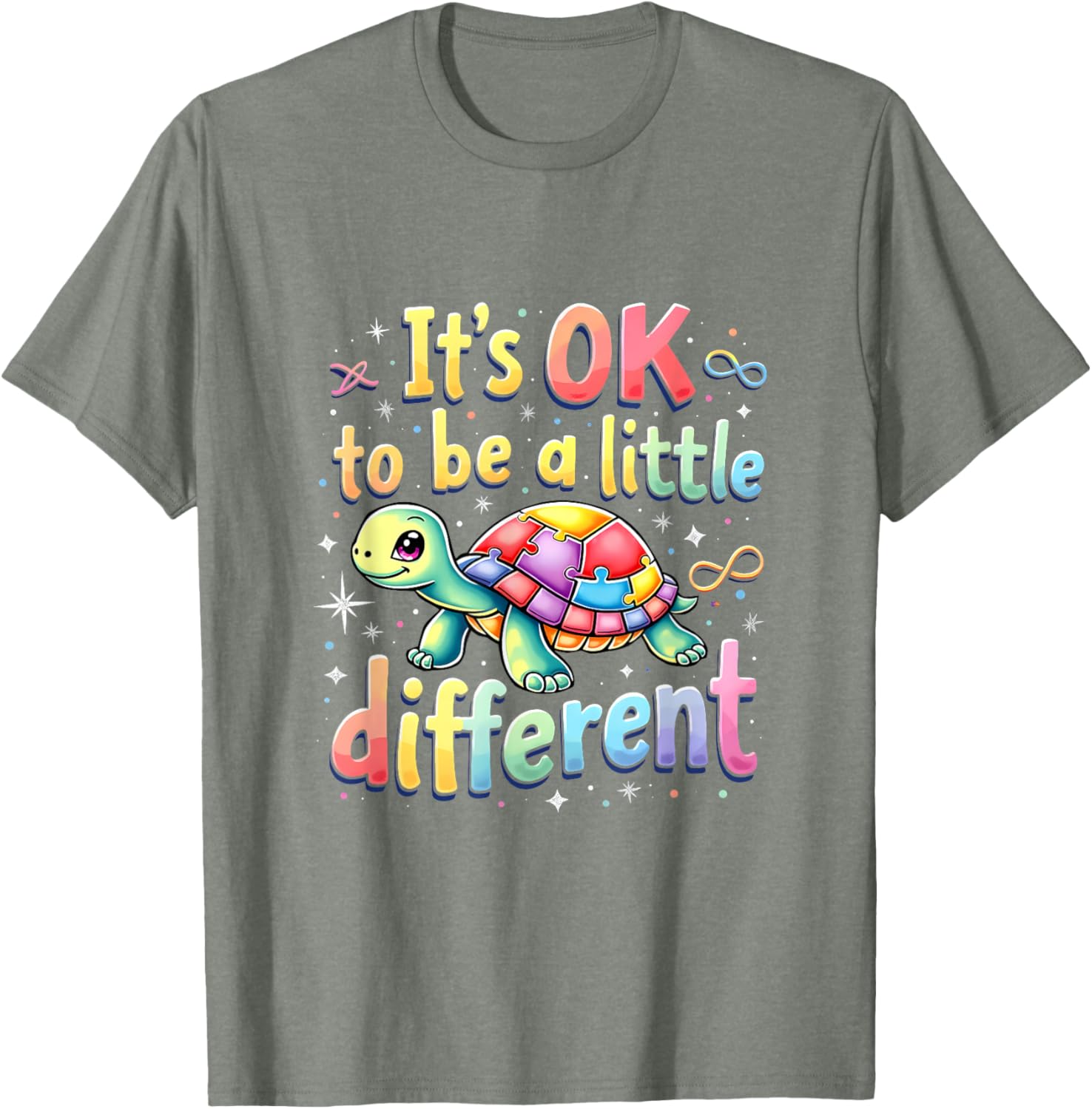 Autism Awareness Turtle T-Shirt It's Okay to Be Different Fun Tee - 11