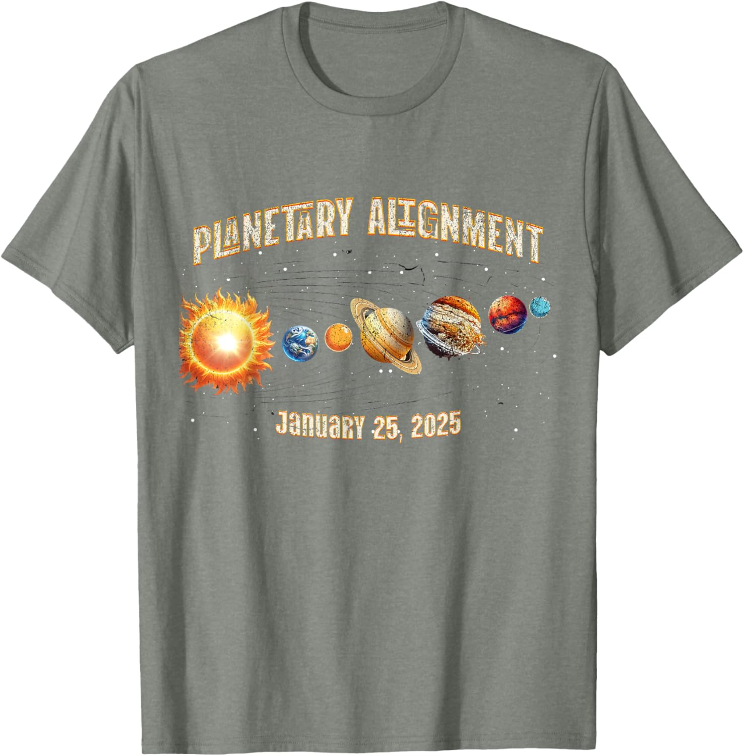 Vintage Planetary Alignment Memory T-Shirt for January 25 2025 Events - 8