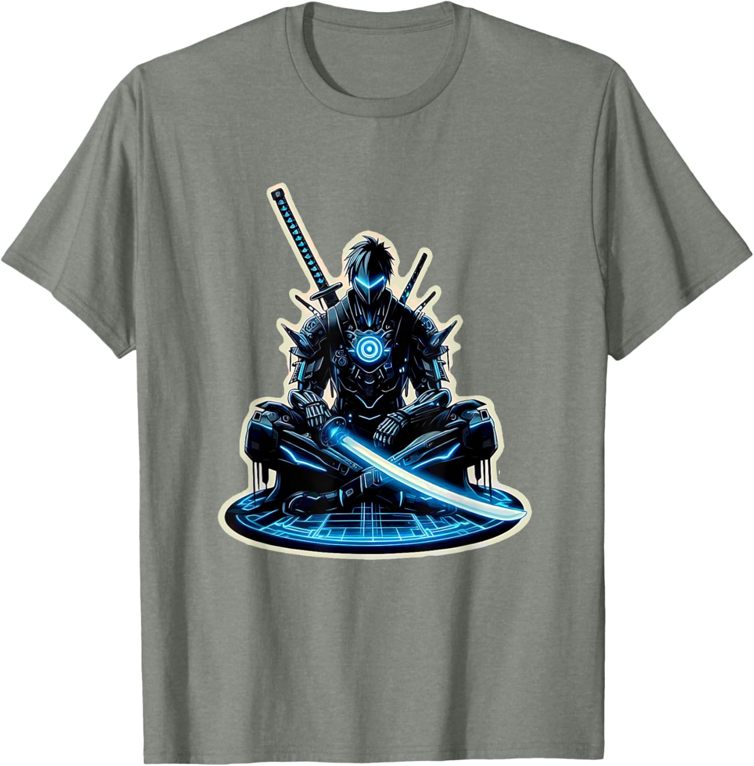 Futuristic Anime Samurai Gamer Warrior T-Shirt for Sci-Fi Fans - 12