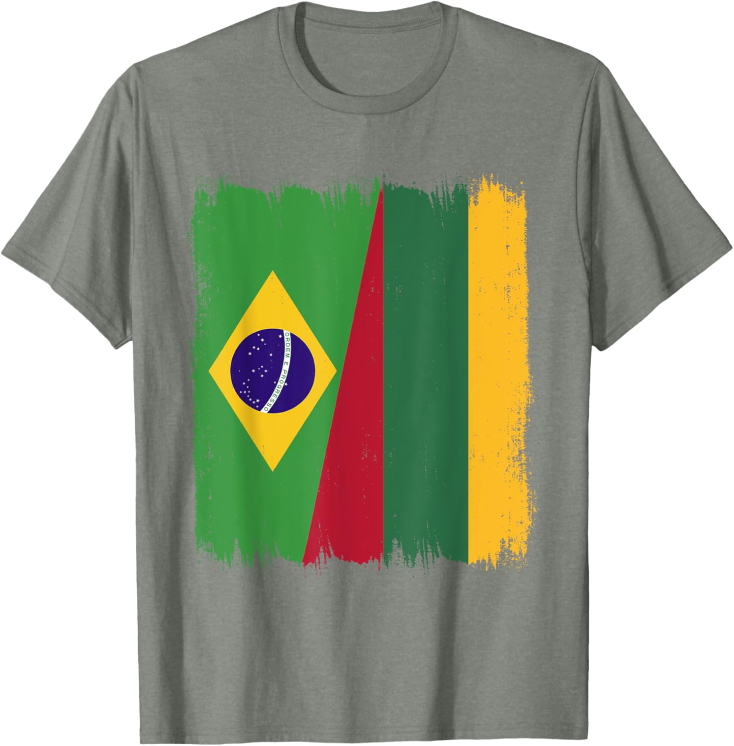 Brazil Lithuania Half Flag Roots T-Shirt for Proud Brazilian Lithuanians - 16