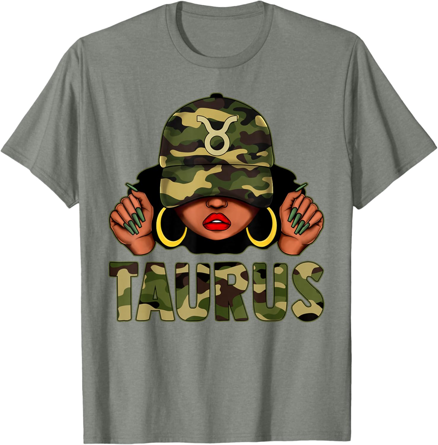 Taurus Queen Black Woman Camo Afro Girl Zodiac T-Shirt for Stylish Women - 10