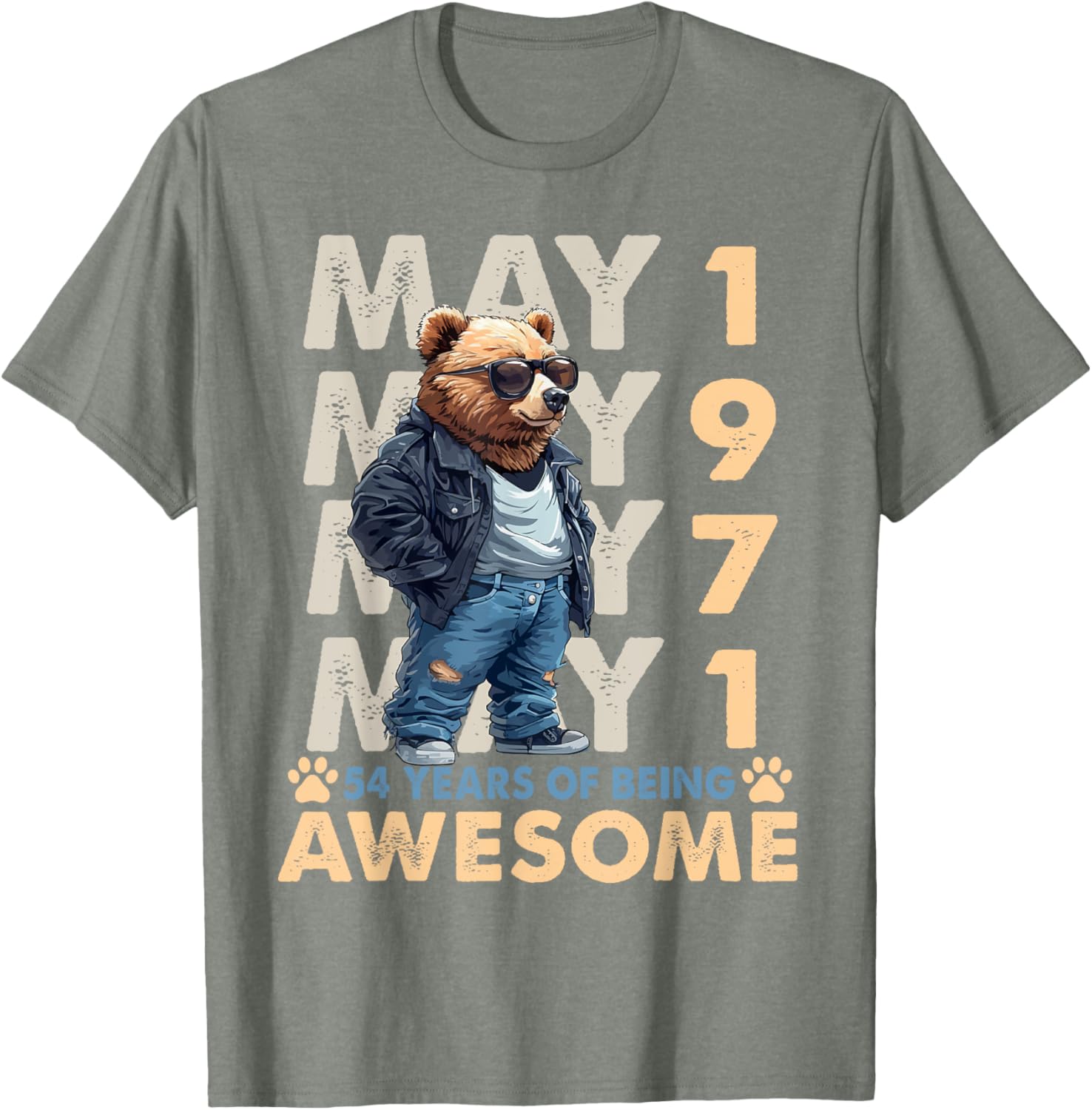 54th Birthday Bear Legends May 1971 T-Shirt for Men - Fun Gift Idea - 22