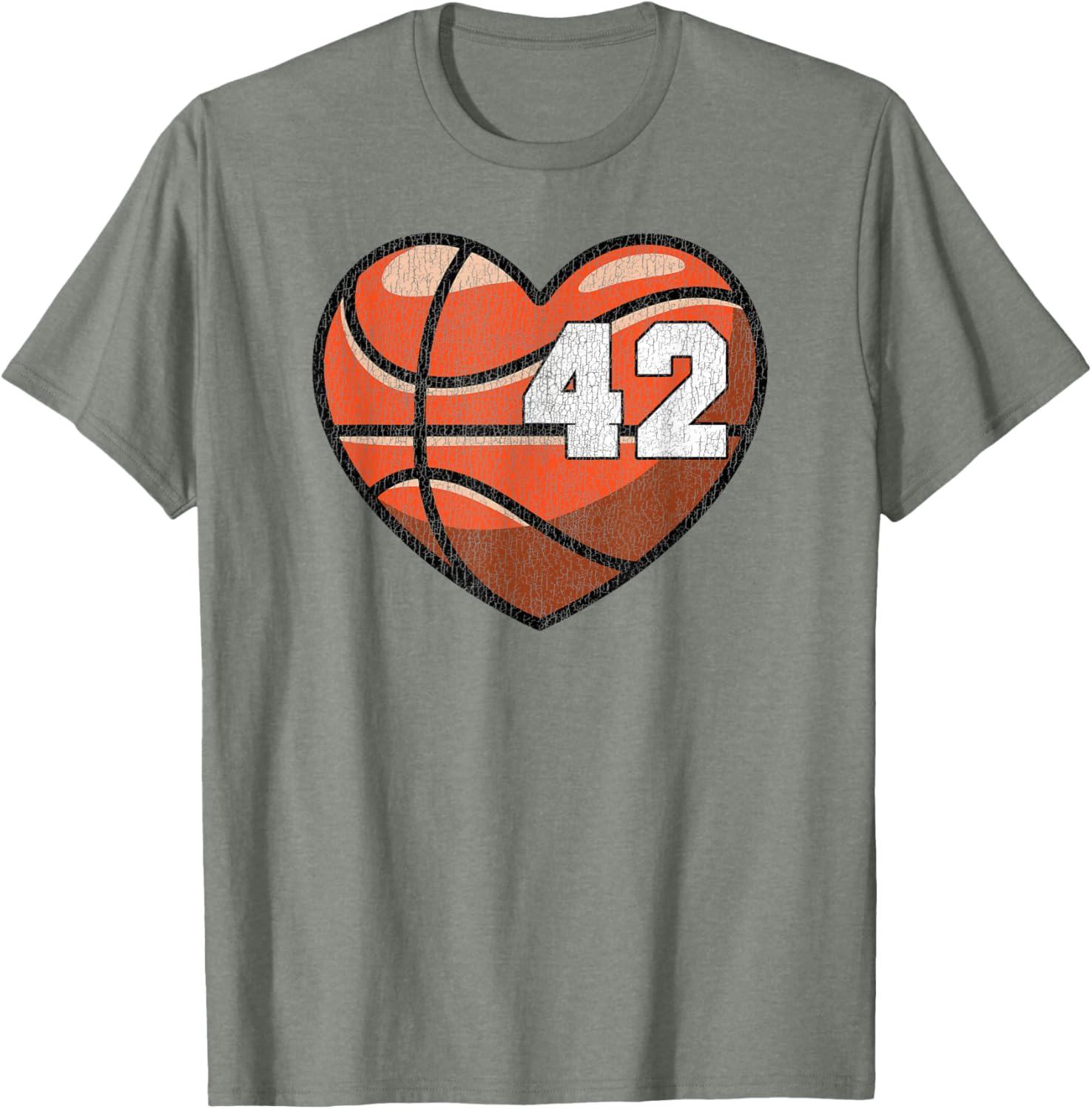 Distressed Heart Design Basketball Number 42 T-Shirt for Fans - 20