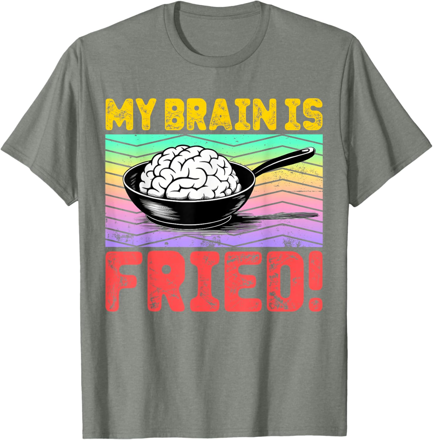 Cartoon Brain Fried Stress Relief T-Shirt for Fun and Relaxation - 7