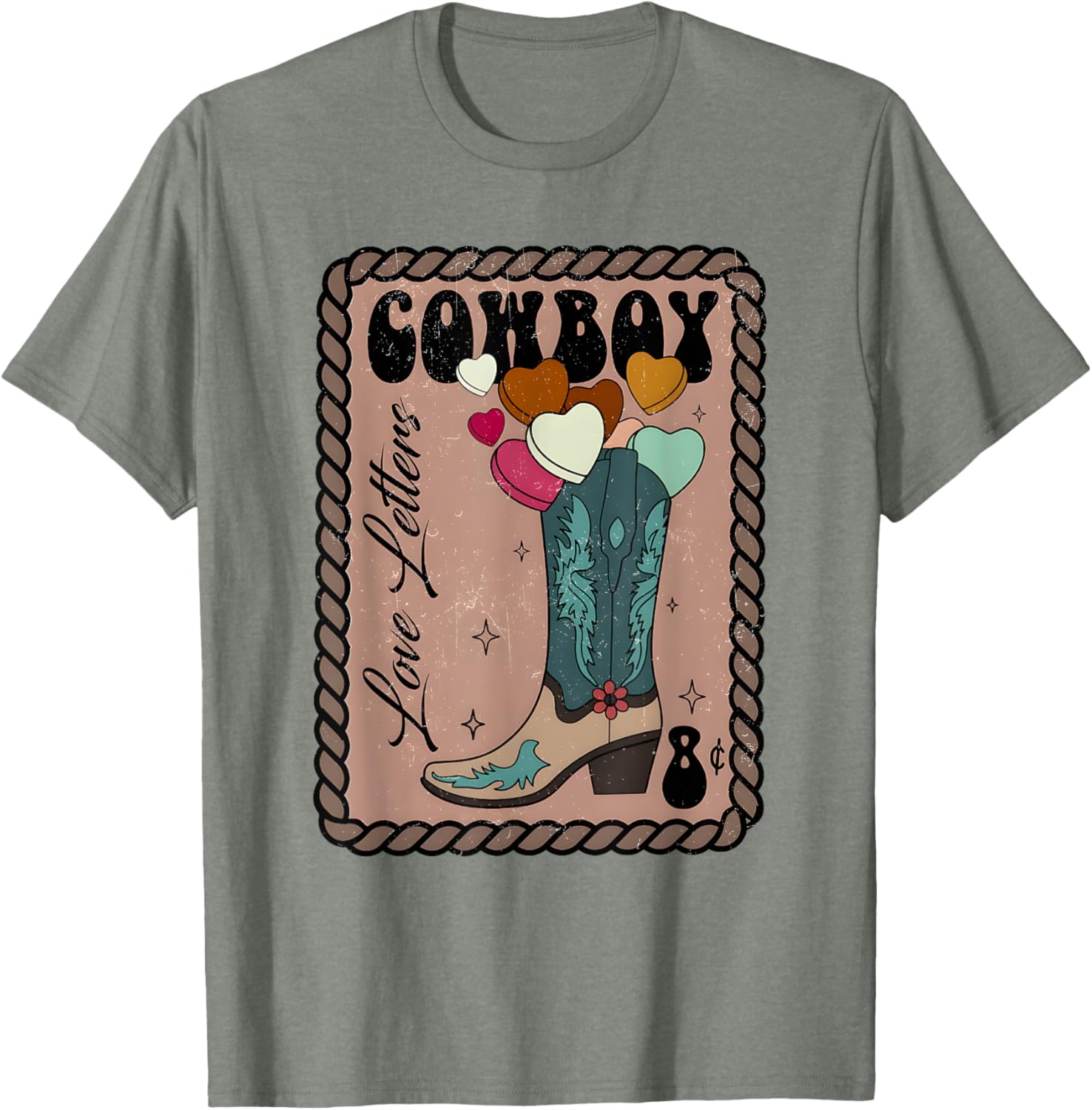 Cute Cowboy Love Letter Retro Valentine T-Shirt for Western Lovers - 11