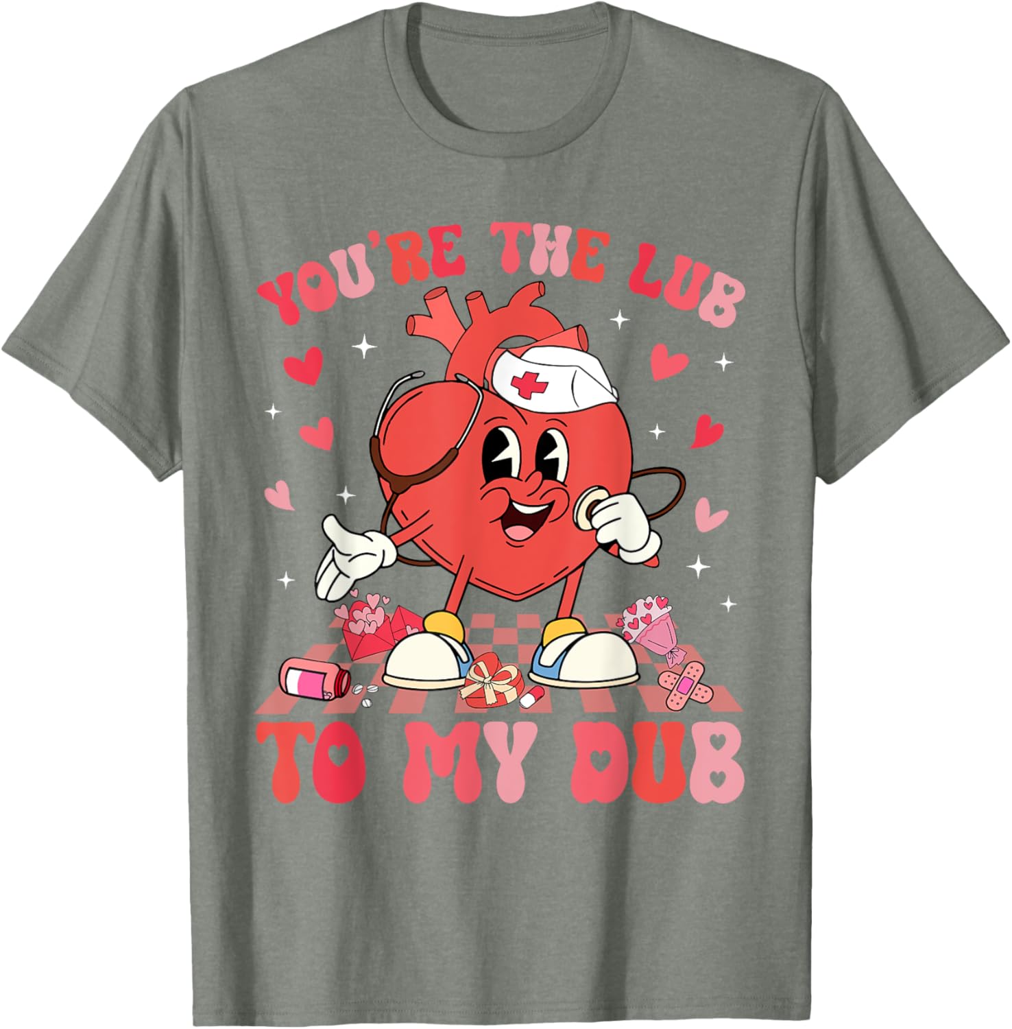 Valentine Retro You're The Lub To My Dub CVICU Nurse T-Shirt Gift - 16