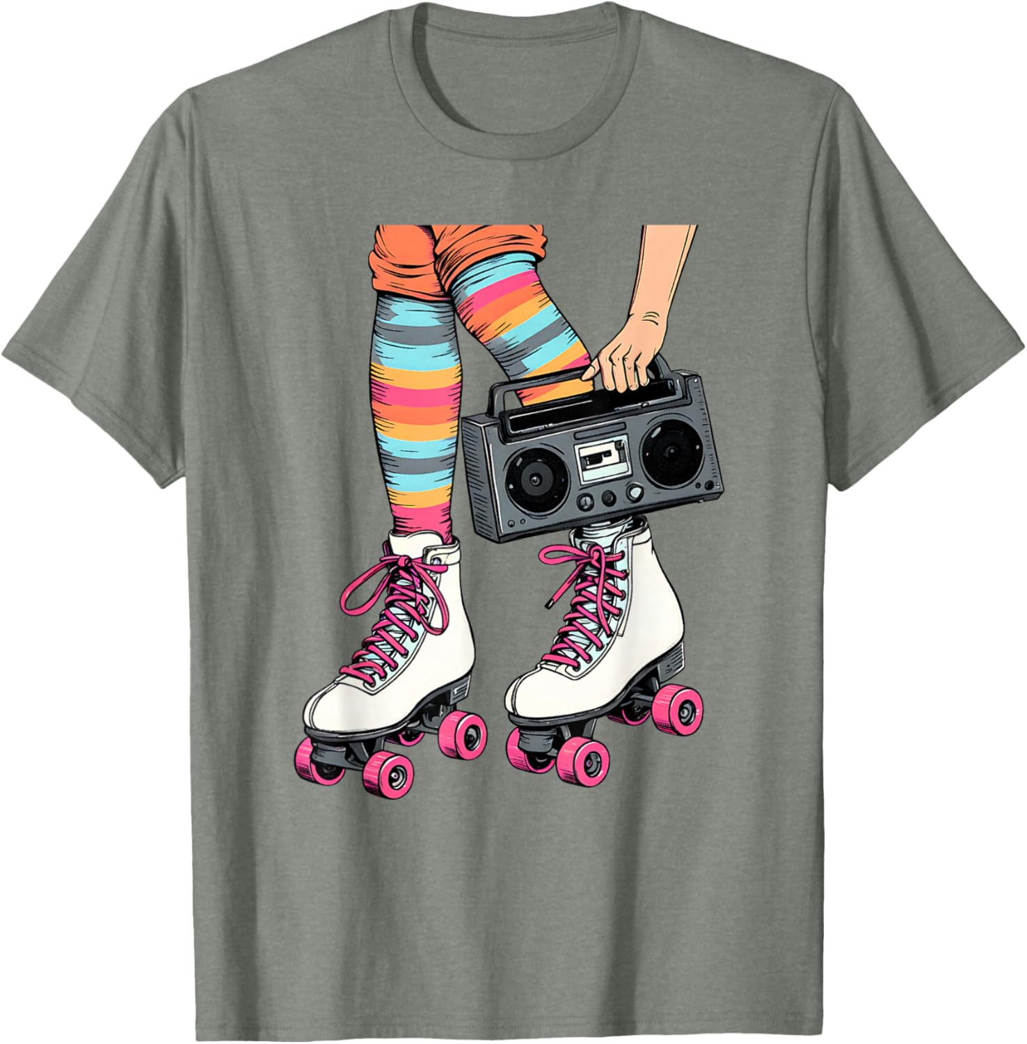 Retro Rollerskates Boombox T-Shirt for Fun 80's 90's Girls Vibes - 16