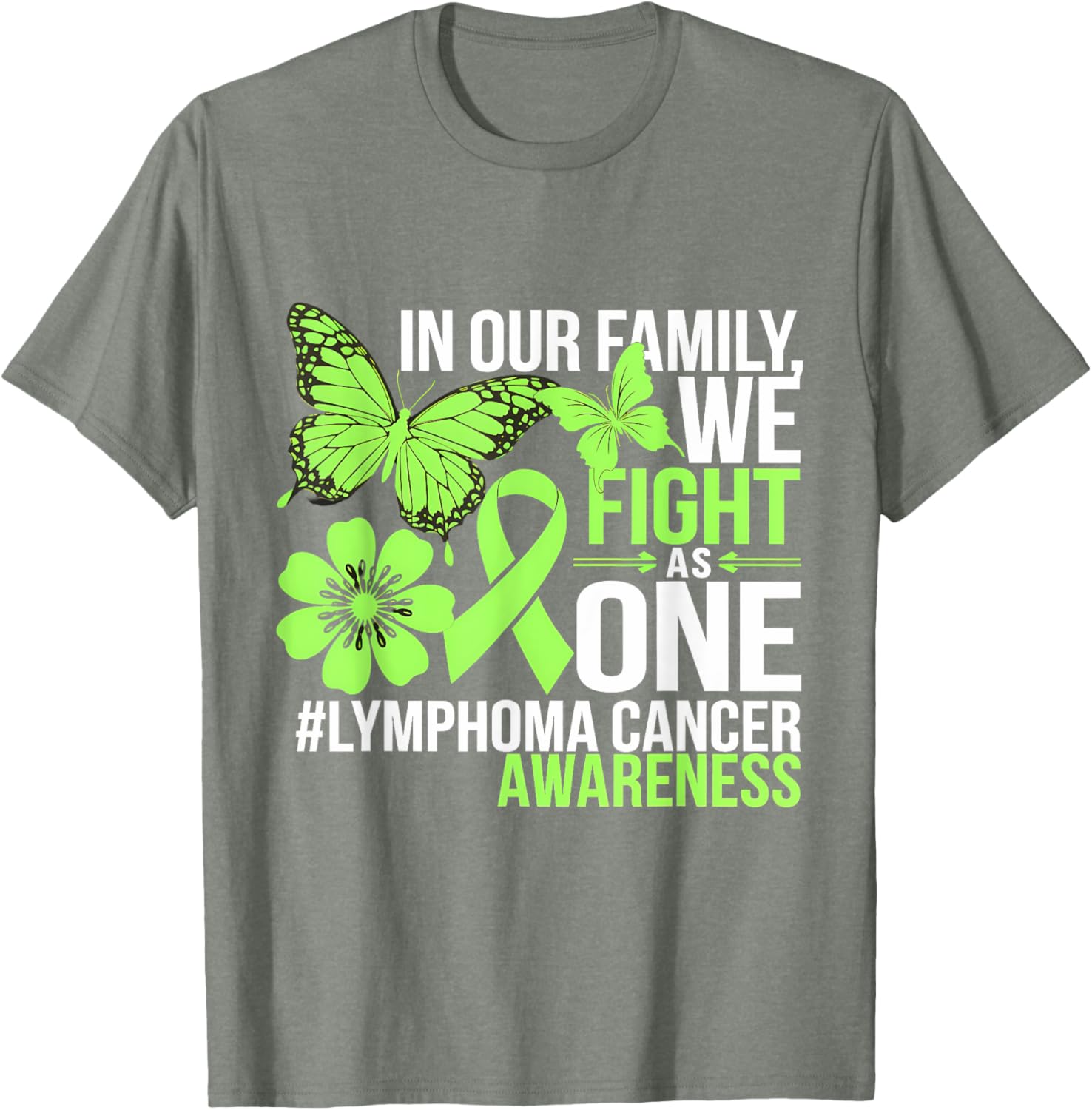 Green Ribbon Lymphoma Awareness We Fight As One T-Shirt for Supporters - 17