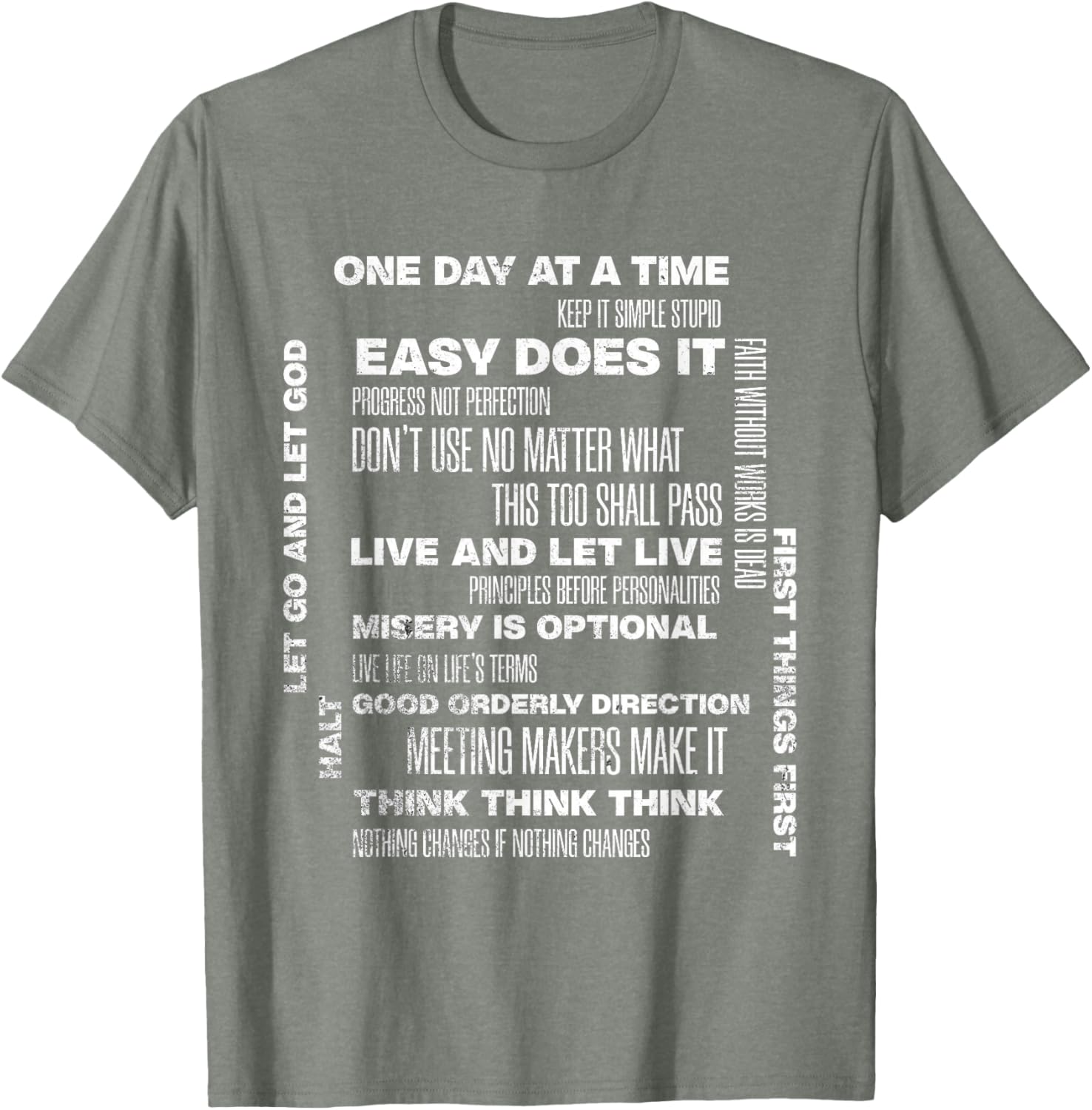 One Day At A Time Inspirational Recovery Sobriety Anniversary T-Shirt - 6