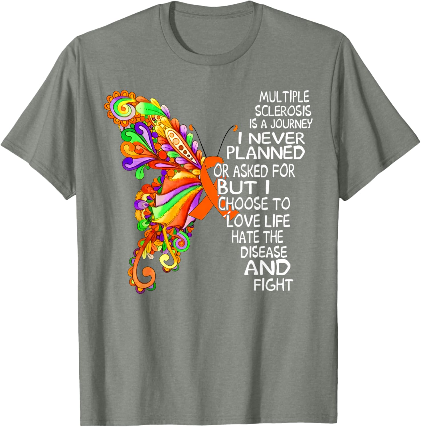 Butterfly Ribbon MS Warrior T-Shirt for Multiple Sclerosis Awareness - 5