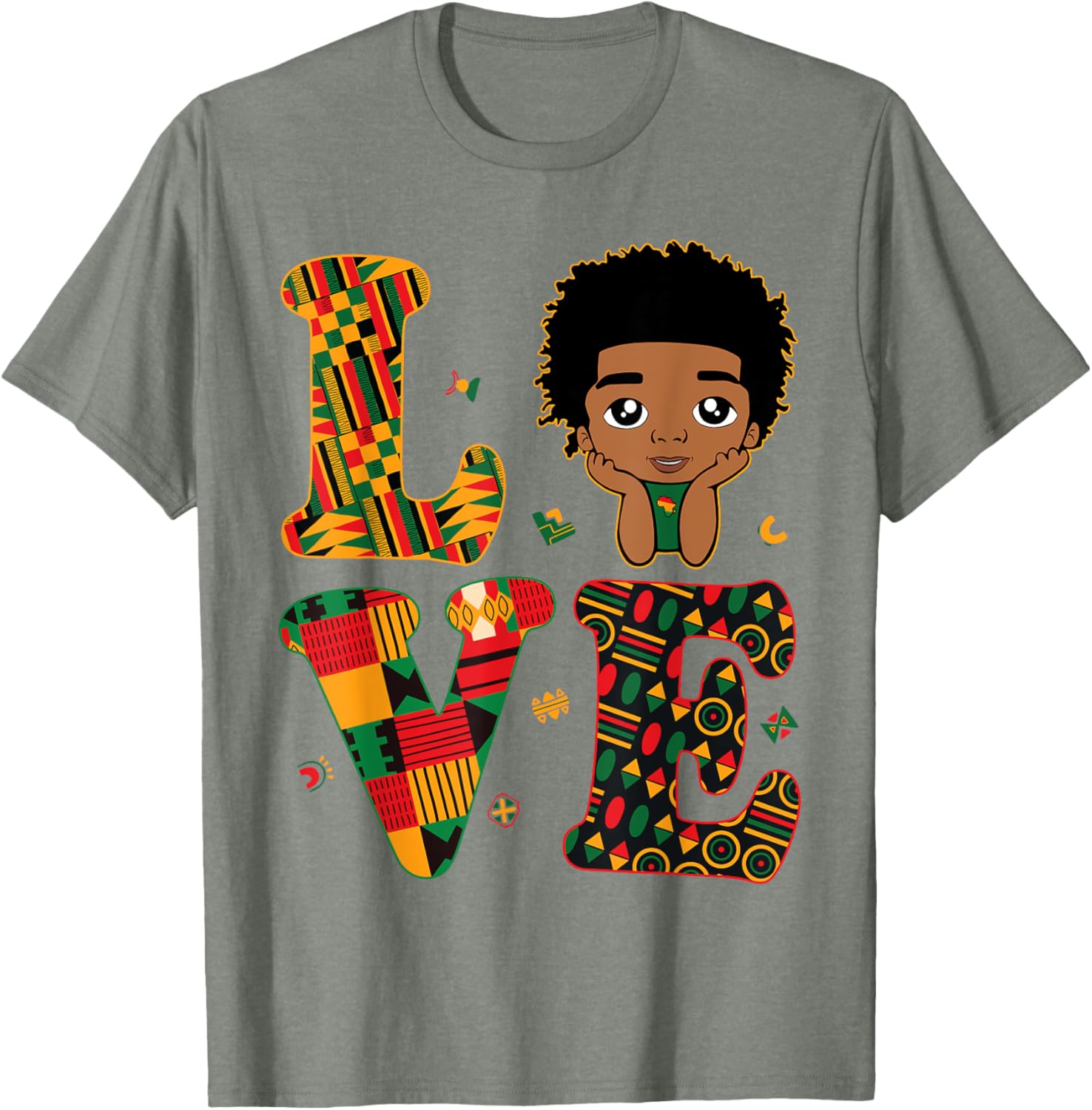 Proud LOVE African Kente Toddler Boys T-Shirt for Black History Month - 1