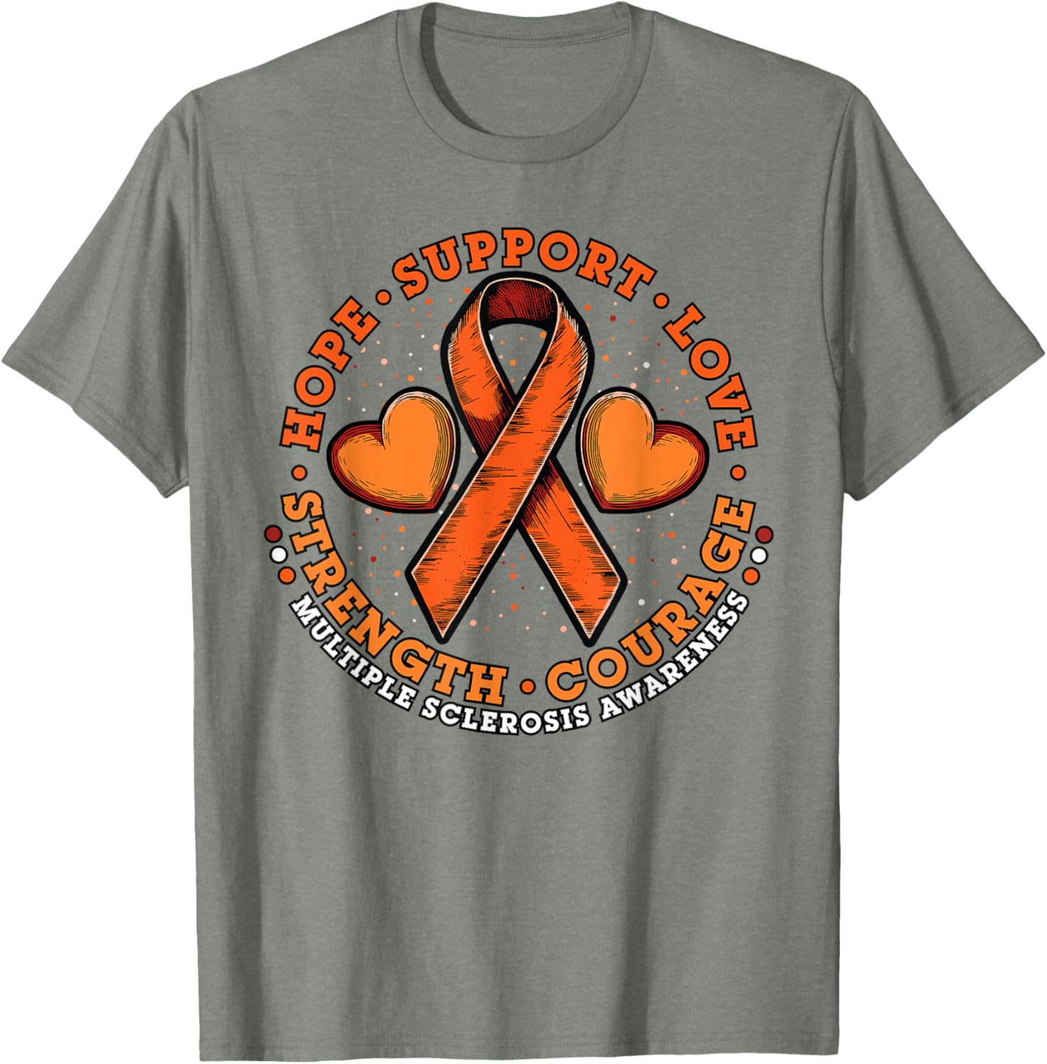 Orange Ribbon Multiple Sclerosis Awareness T-Shirt for Hope and Support - 4