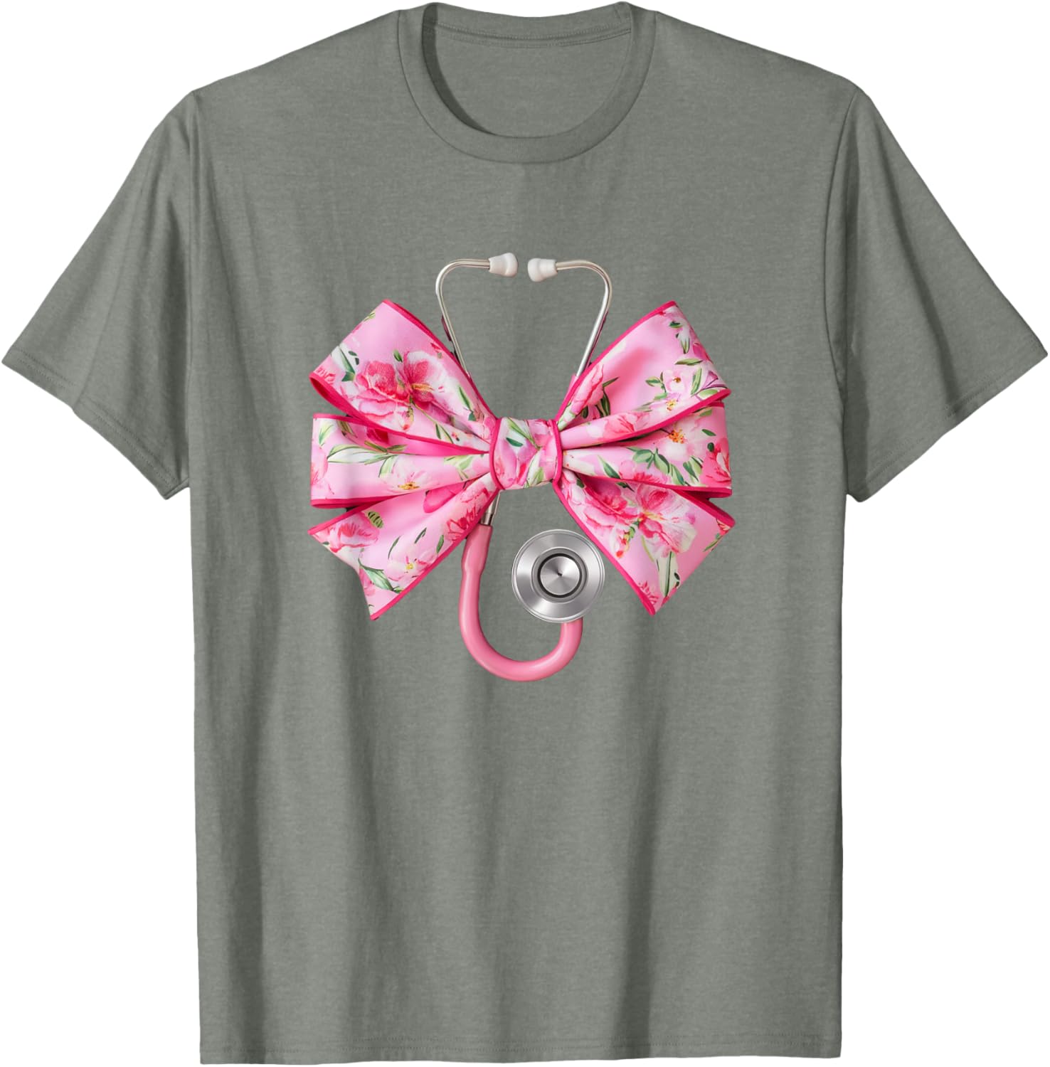 Pink Coquette Nurse Stethoscope Bow T-Shirt for Nurse Appreciation Gift - 17