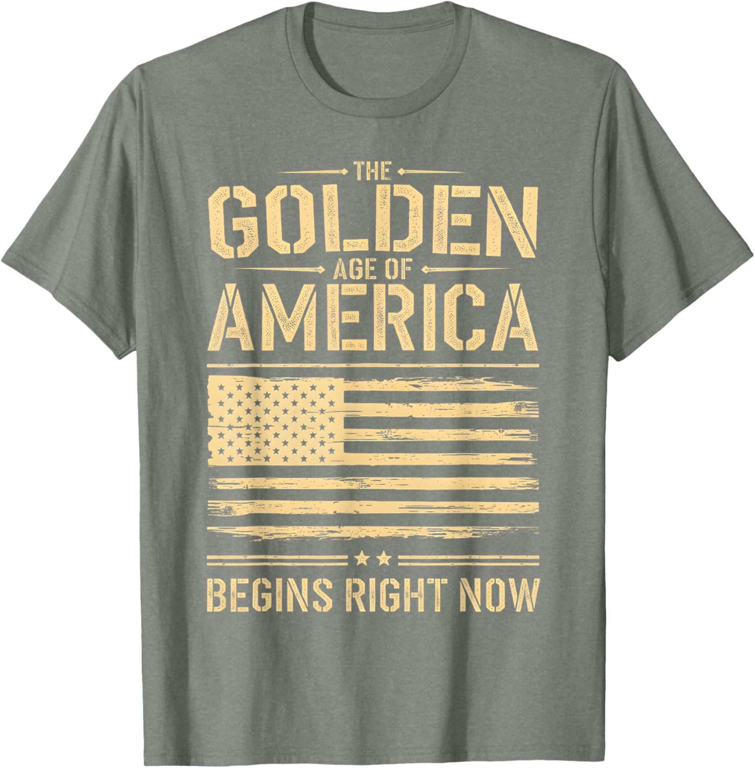Golden Age of America Distressed T-Shirt with USA Flag Design - 8