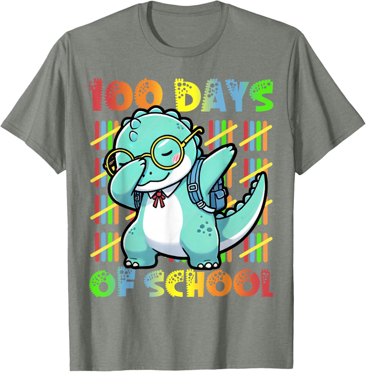 Dabbing Dinosaur 100 Days of School Kids T-Shirt for Fun Celebrations - 7