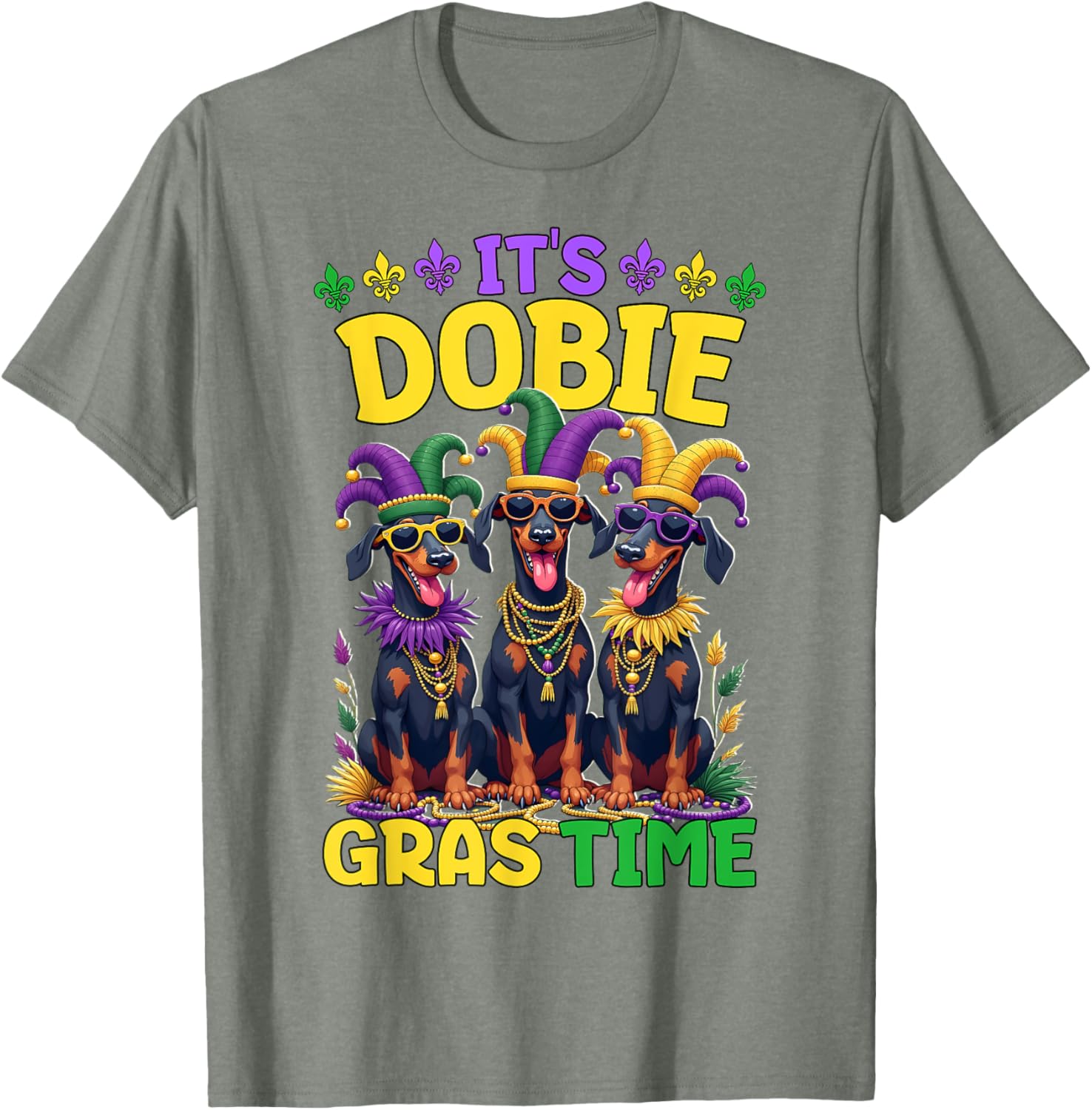 Mardi Gras Doberman T-Shirt Celebrating Carnival Festivities - 2