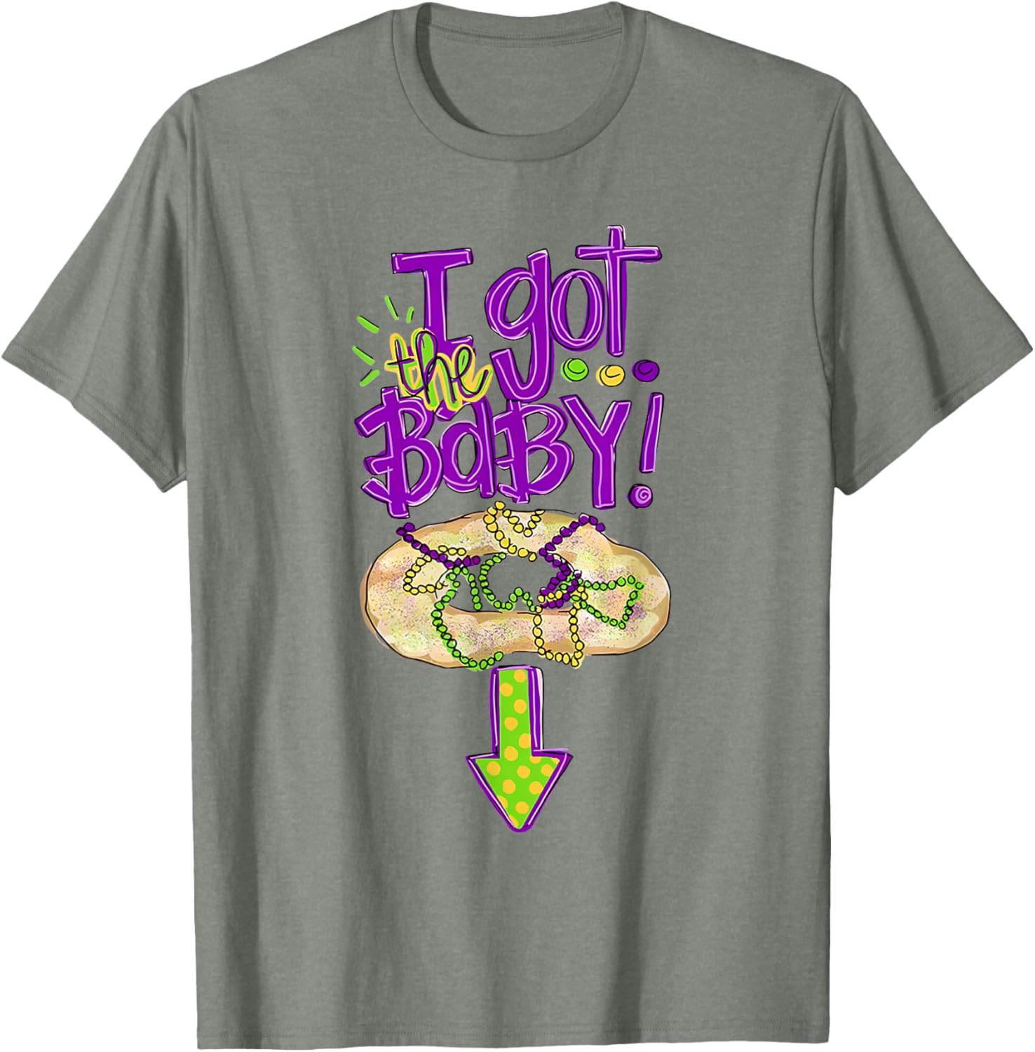 Baby Mardi Gras King Cake Reveal T-Shirt for New Orleans Celebrations - 25