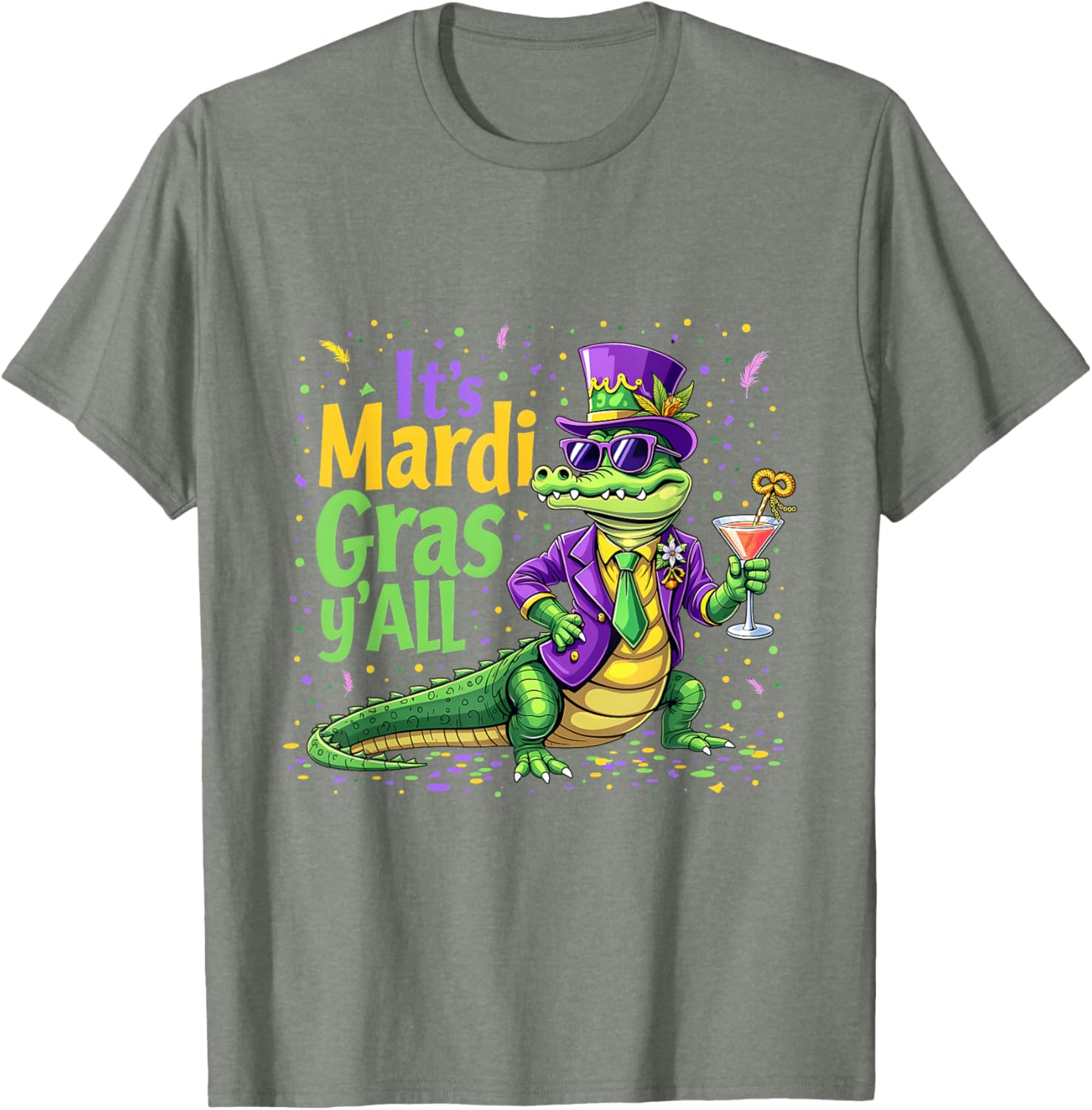 Funny Mardi Gras 2025 Alligator T-Shirt for Fun Festivities - 7