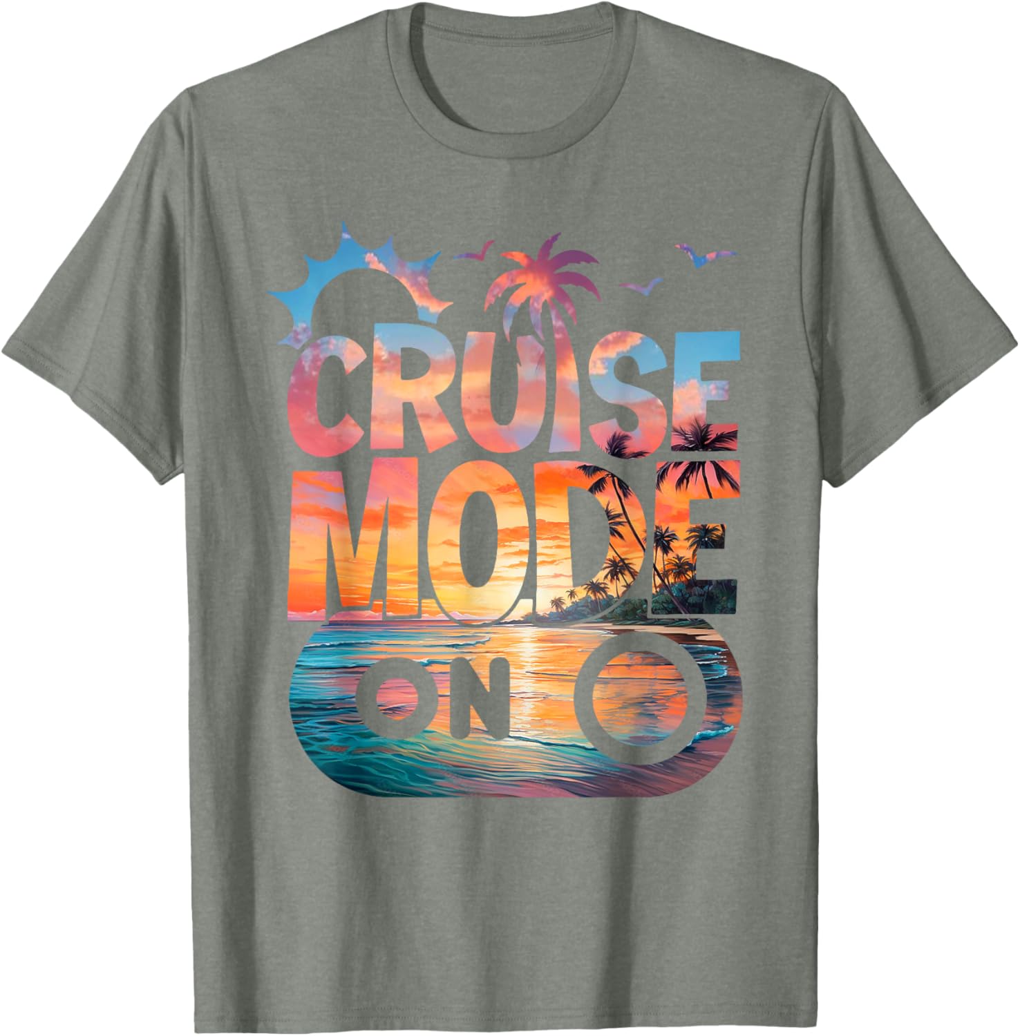 Cruise Mode On Tropical Sunset Family T-Shirt for Fun Vacation Vibes - 8