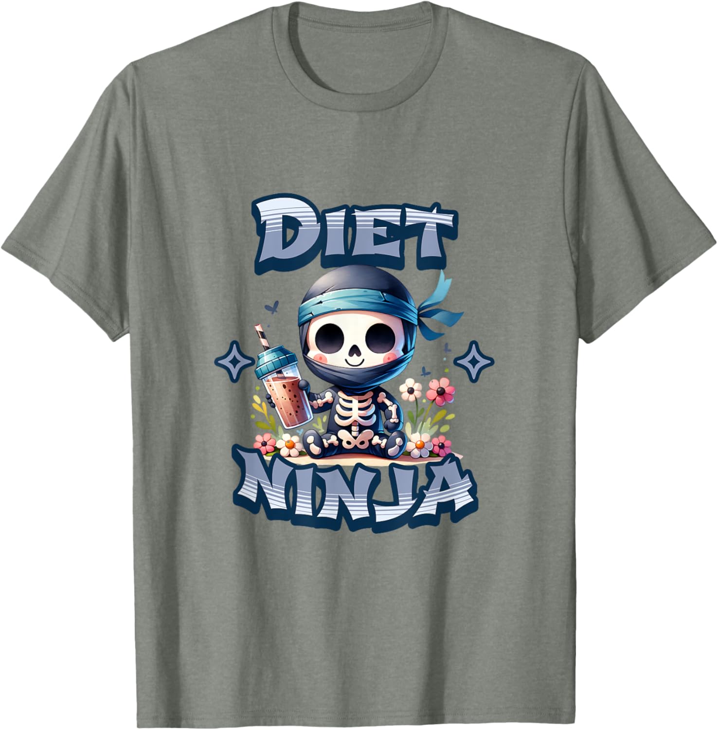 Cute Diet Ninja Protein Shake Skeleton Ninja T-Shirt for Fun Fitness Style - 1