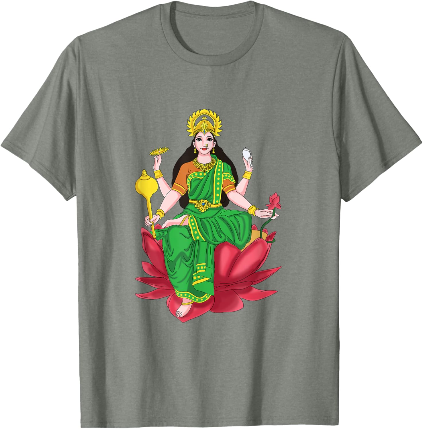 Laxmi Mata Diwali T-Shirt with Lotus Illustration for Pooja Celebrations - 2