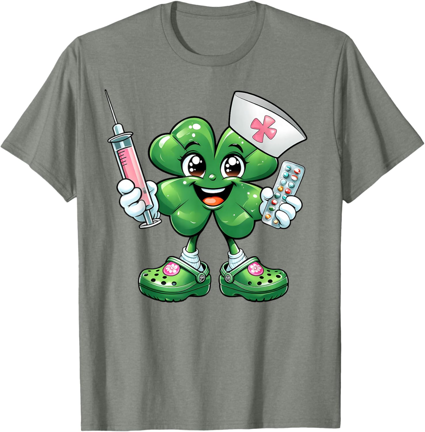 Saint Pattys Scrub T-Shirt for Nurses with Shamrock Design - Women's Apparel - 13