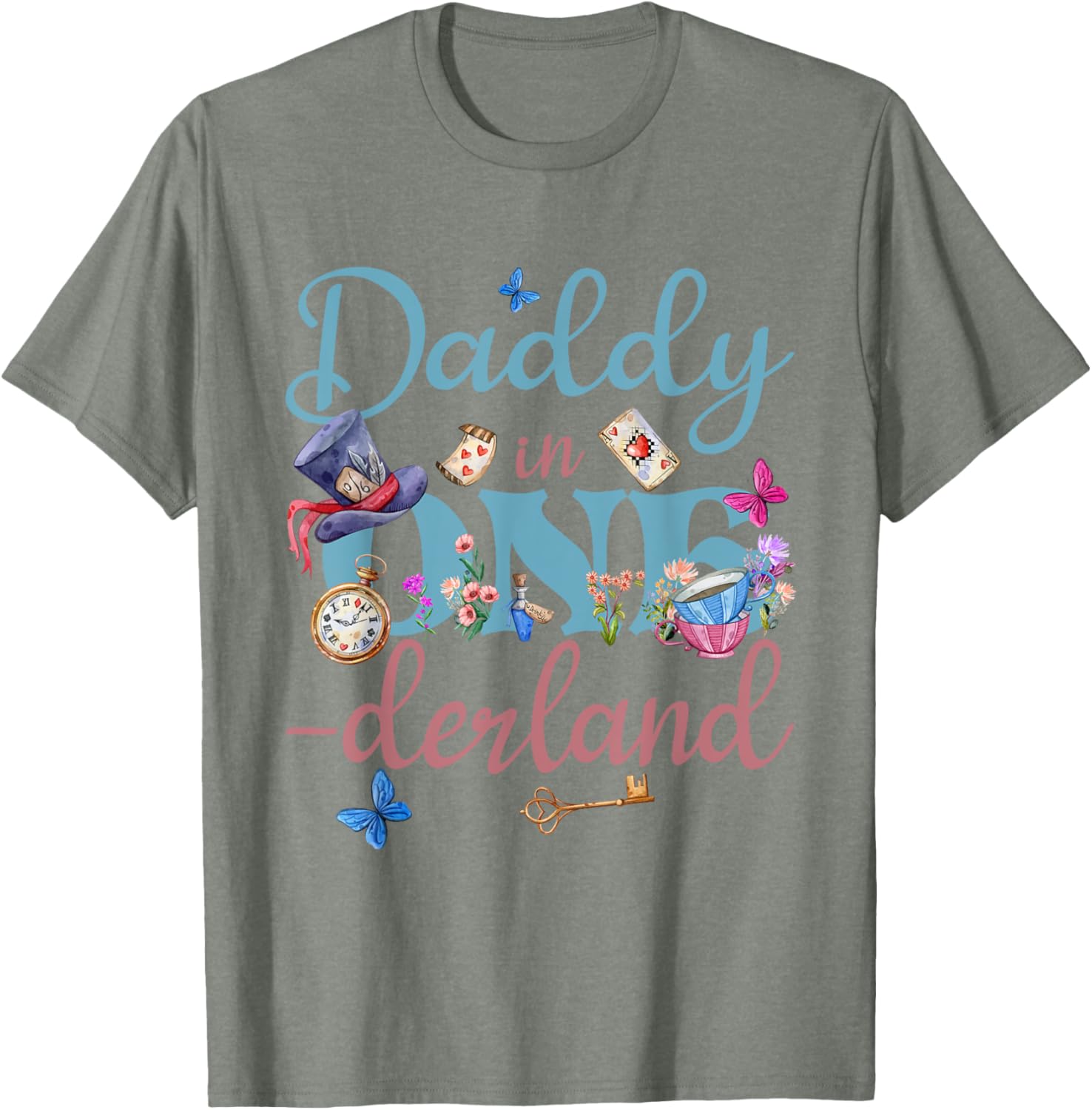 Alice in ONEderland Daddy of Birthday Girl T-Shirt for Celebrations - 20