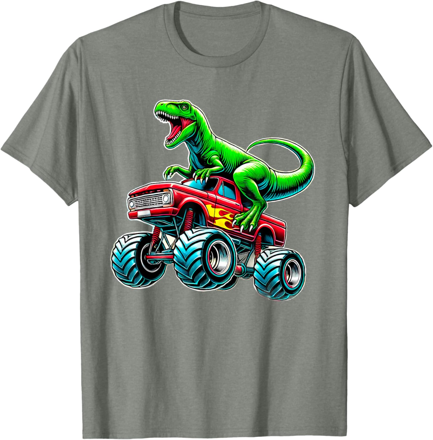 Monster Truck Dinosaur Birthday Party T-Shirt for Boys Fun Gift - 5