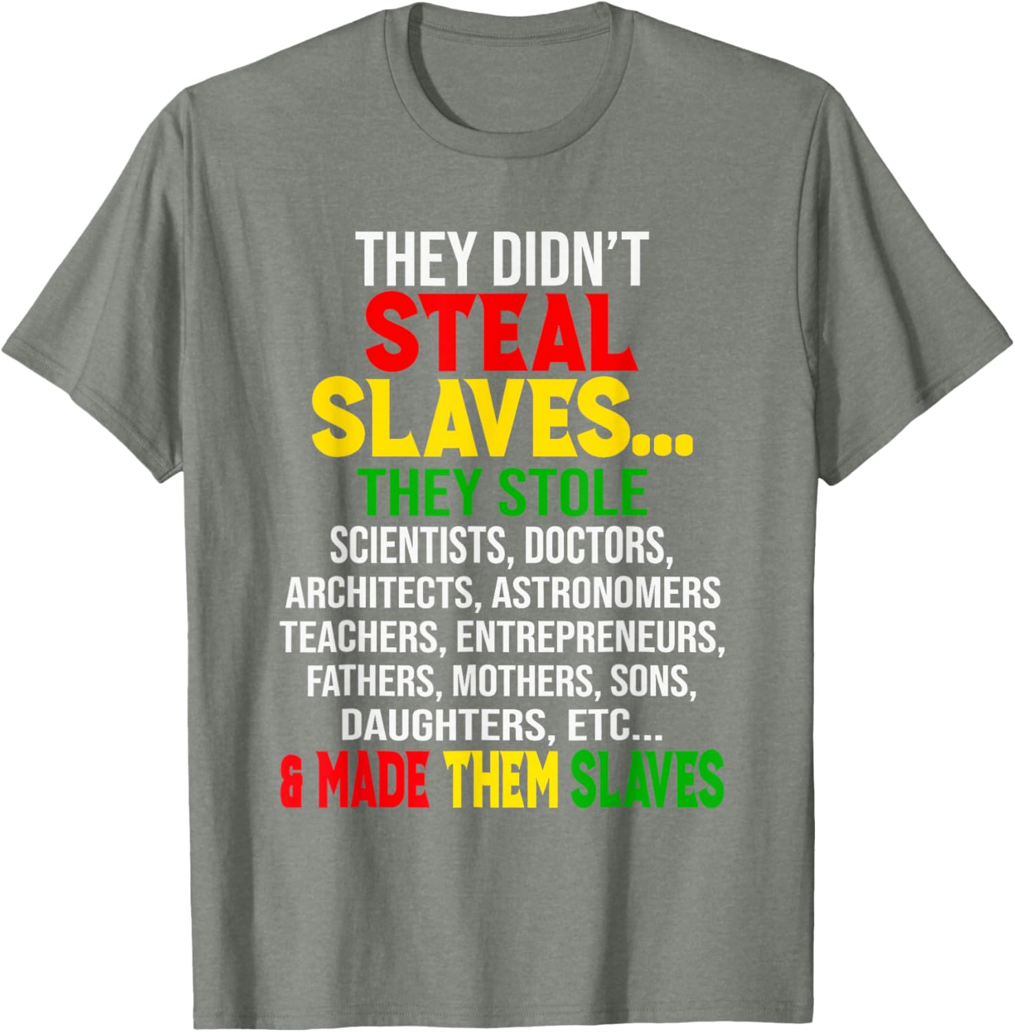 They Didn't Steal Slaves Melanin Black History Month T-Shirt for All - 12