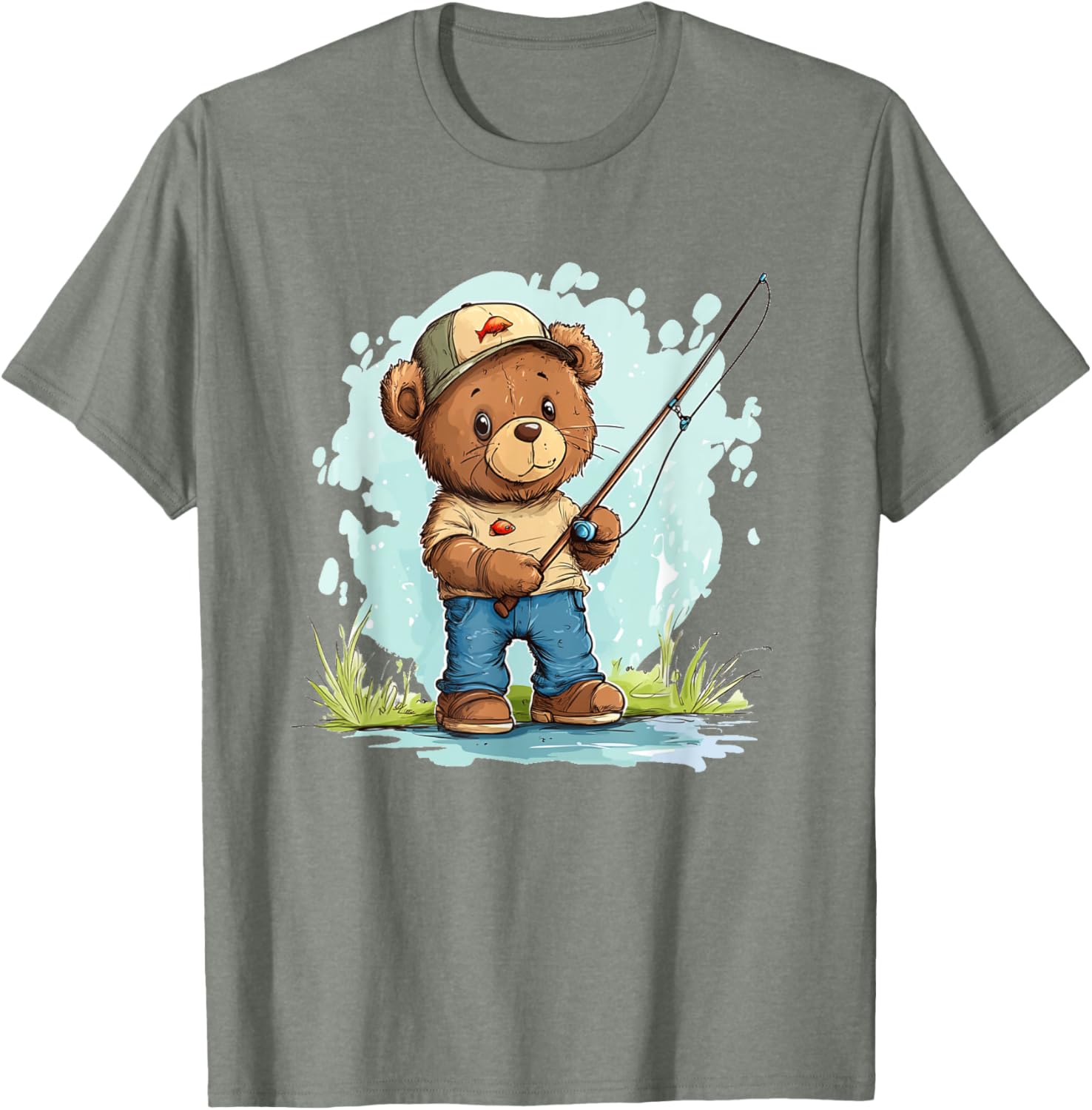 Fishing with Teddy Bear Graphic T-Shirt for Fun Seekers and Adventurers - 12