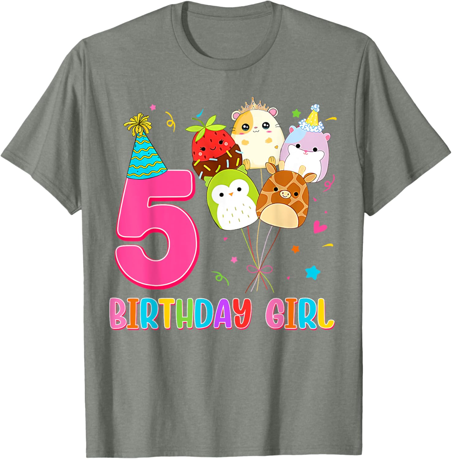 Cute Birthday Girl Squish Squad T-Shirt for 5 Year Old Girls - 11