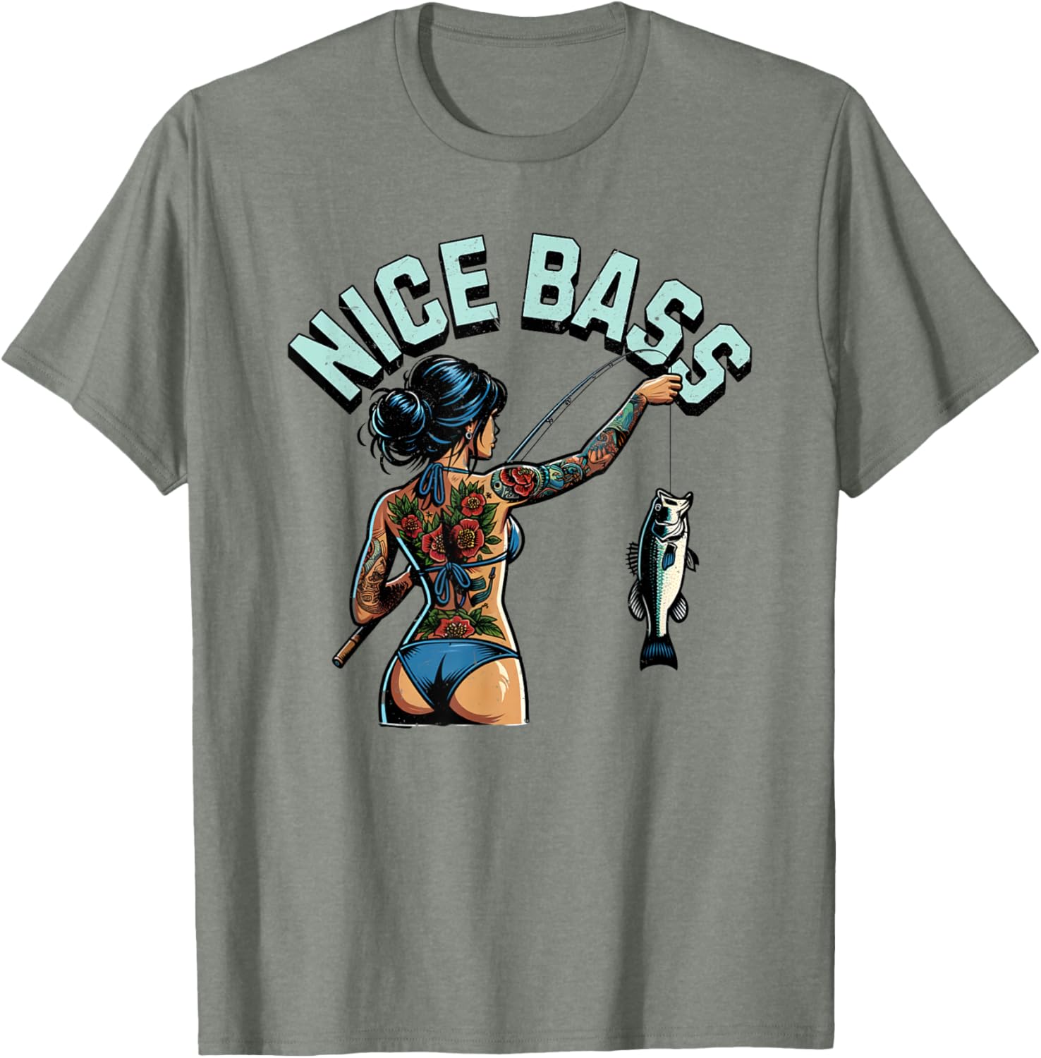 Stylish Bass Fishing Woman in Bikini T-Shirt for Outdoor Enthusiasts - 8